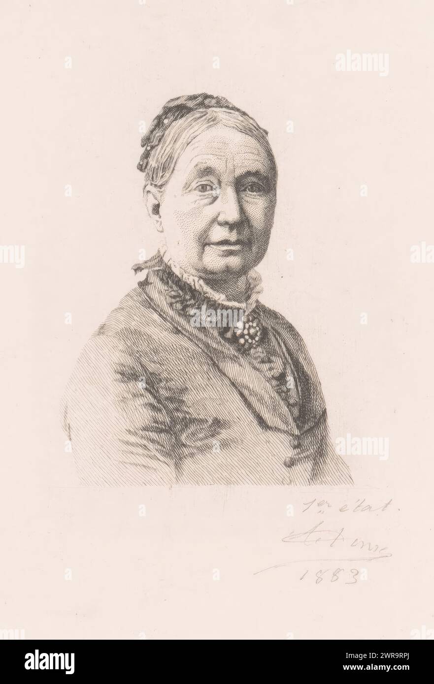 Porträt einer unbekannten Frau, möglicherweise Mrs. Courtois, Druckerei: Auguste Danse, (signiert von Künstler), 1883, Papier, Ätzung, Höhe 158 mm x Breite 121 mm, bedruckt Stockfoto