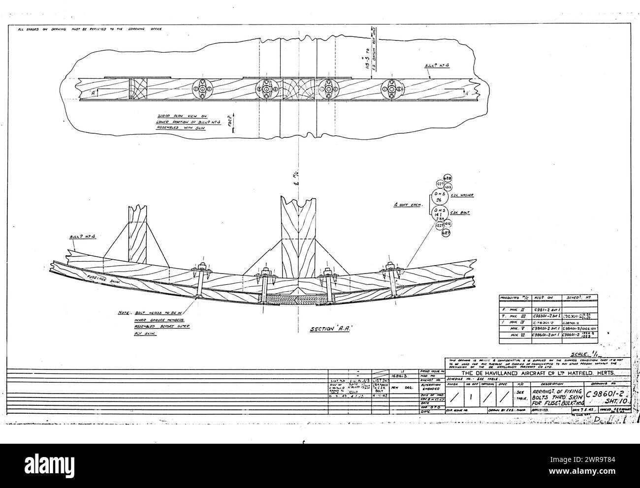06/22 Foto sammeln - beste Qualität verfügbar: Eine von 22.300 originalen technischen Zeichnungen von Mosquito, die auf Mikrofiche gefunden wurden. Vollständige Geschichte: https://docs. Stockfoto