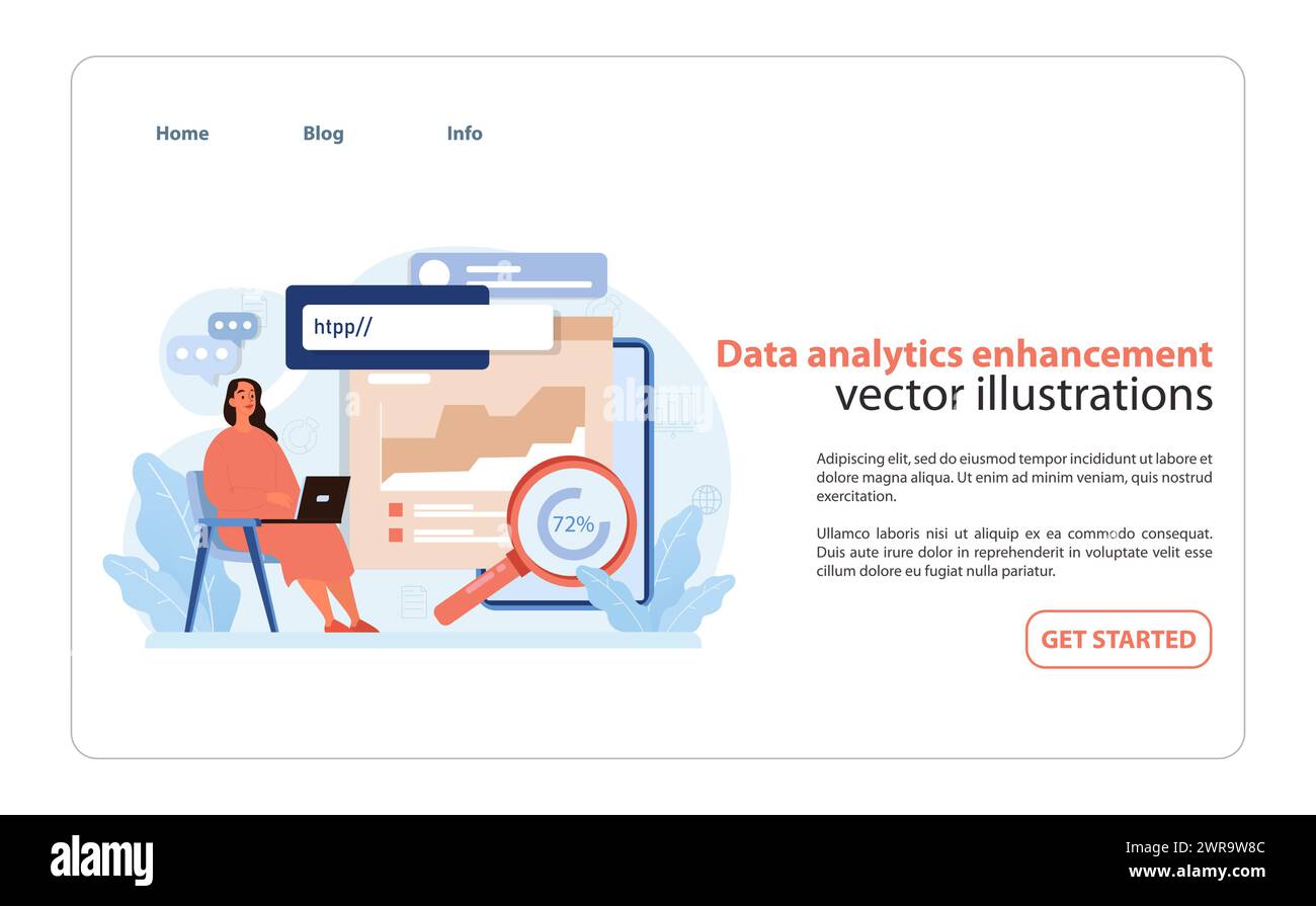 Verbesserung Der Datenanalyse. Professionelle Analyse von Datentrends und Kennzahlen für strategische Einblicke in den Einzelhandel. Illustration des flachen Vektors. Stock Vektor