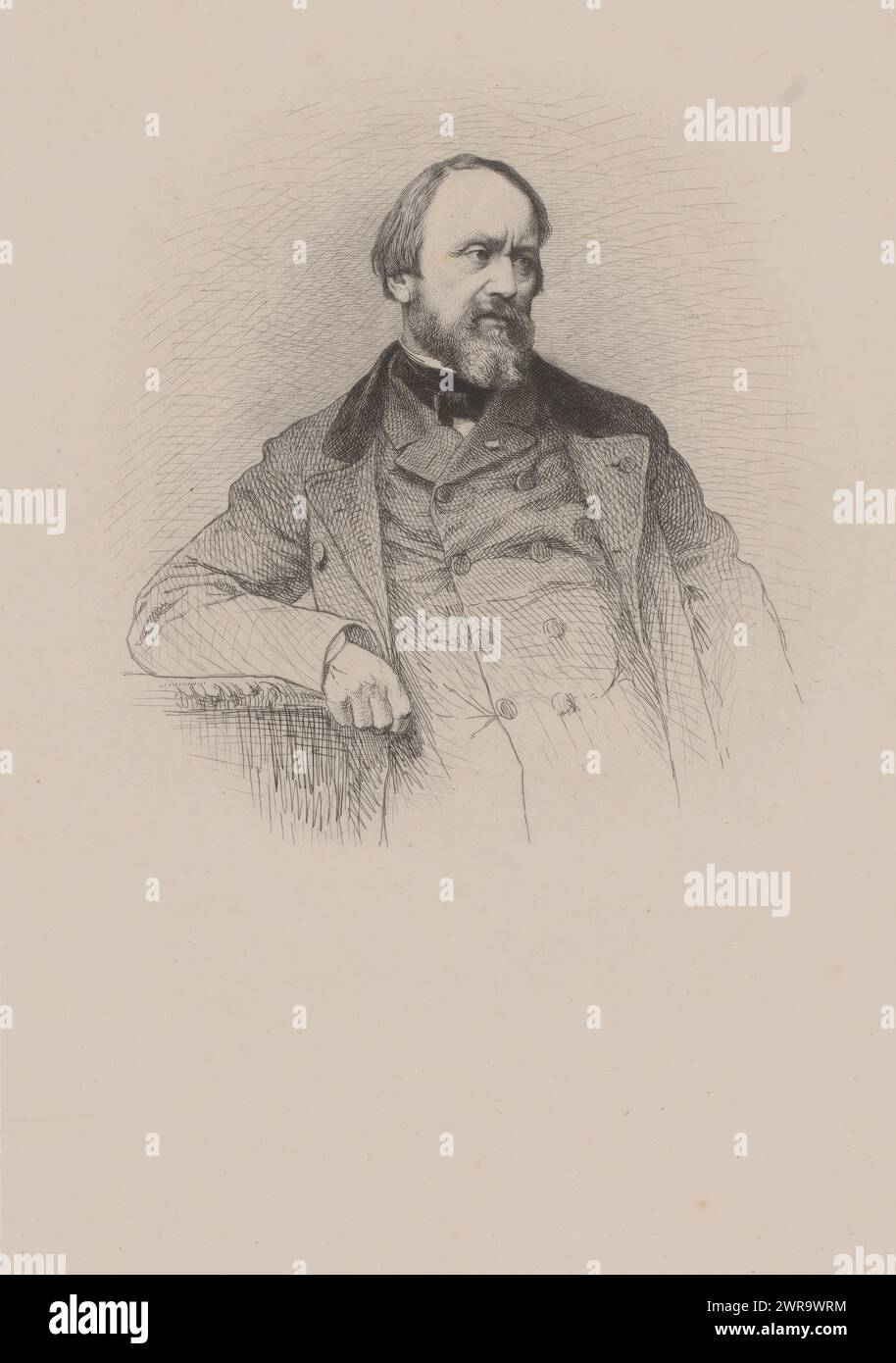 Porträt von Hippolyte Flandrin, Hippolyte Flandrin, Druckerei: Léopold Flameng, nach Foto von: Robert Jefferson Bingham, 1864, Papier, Ätzen, Höhe 260 mm x Breite 188 mm, Druck Stockfoto