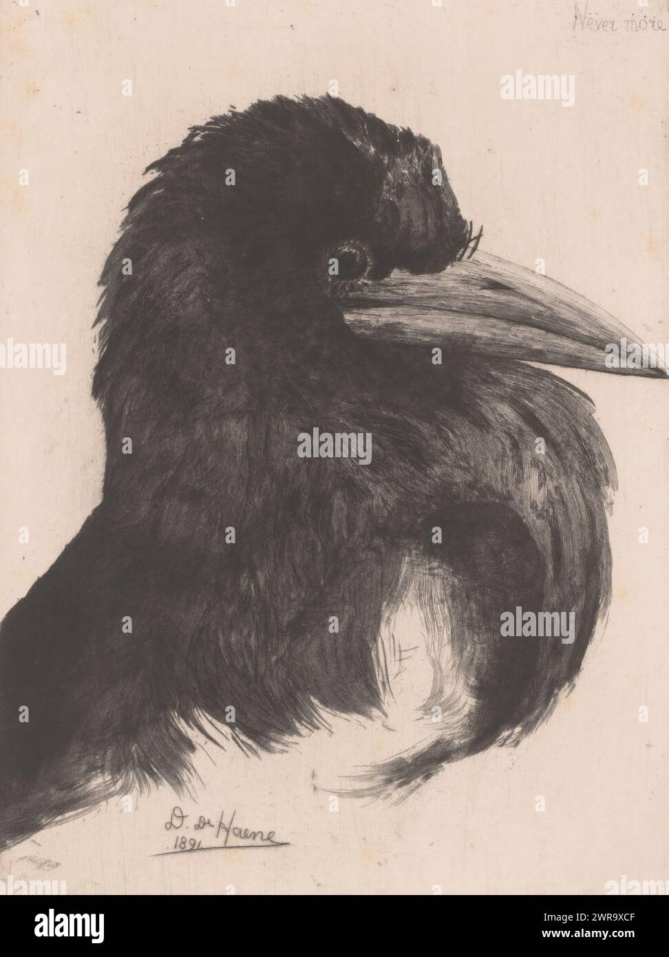 Raven, Never More (Titel auf Objekt), Druckerei: Daniël de Haene, 1891, Papier, Ätzen, Höhe 240 mm x Breite 180 mm, Druck Stockfoto