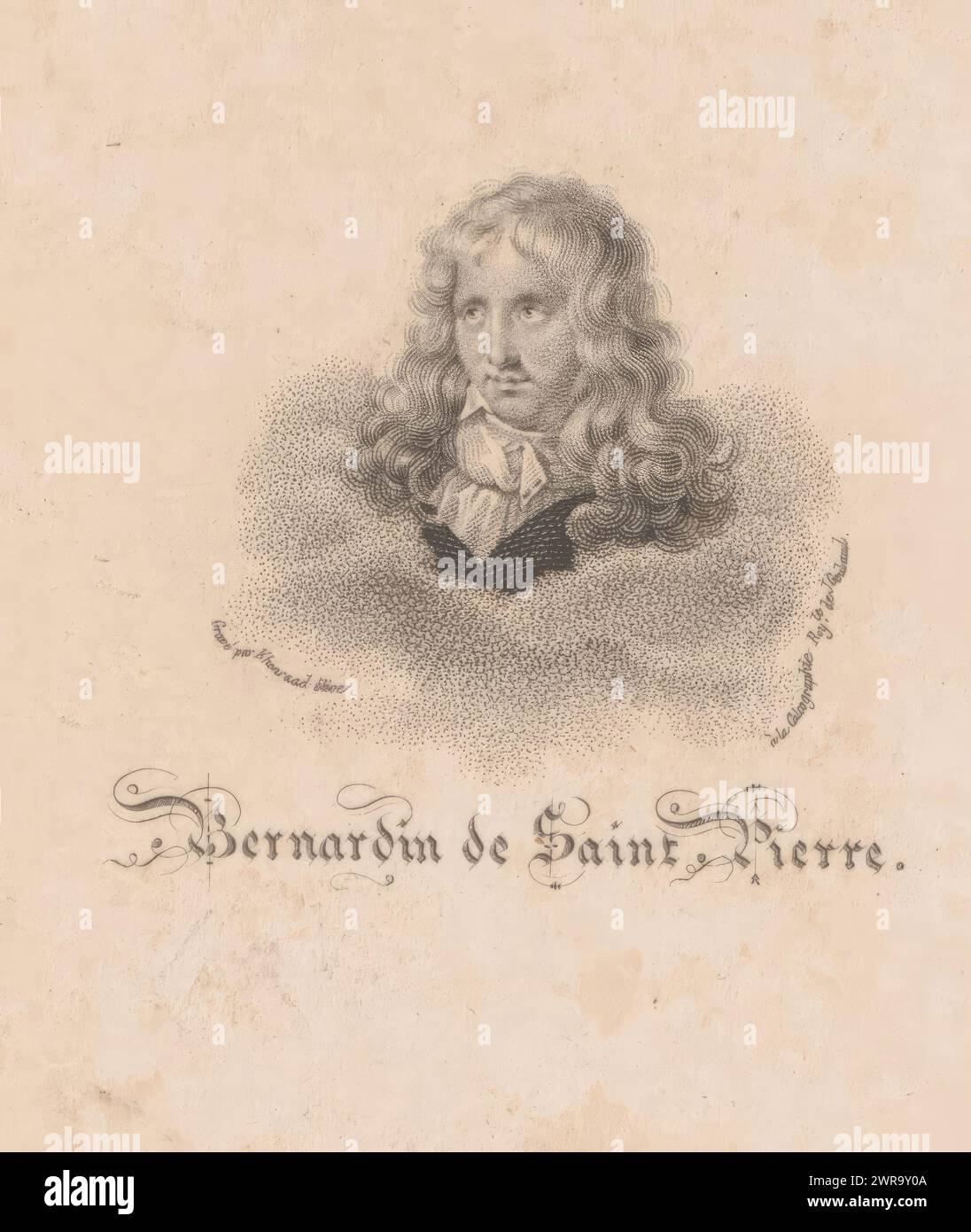 Porträt von Jacques-Henri Bernardin de Saint-Pierre, Bernardin de Saint Pierre, Druckerei: M. C. Khonraad, ca. 1830 - ca. 1880, Papier, Höhe 131 mm x Breite 78 mm, Druck Stockfoto