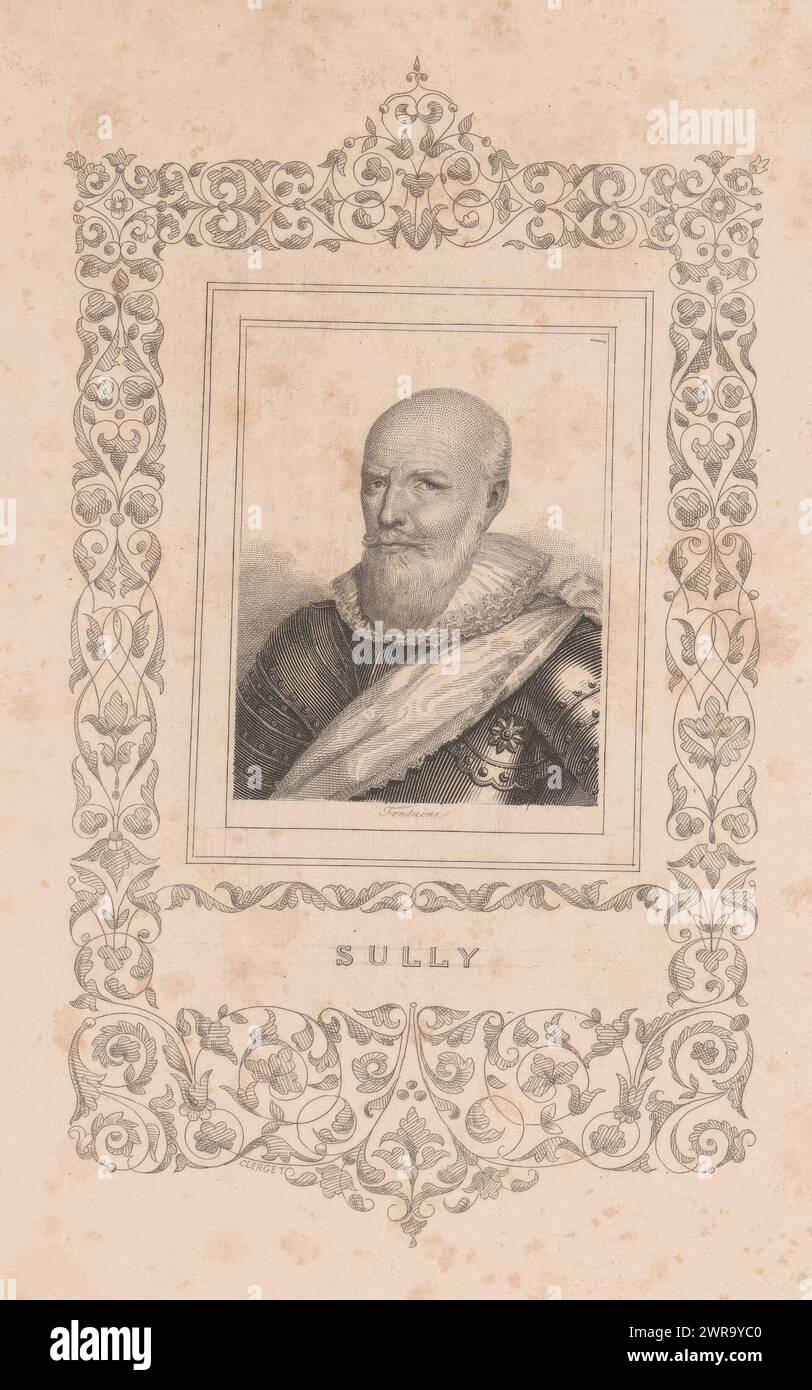 Porträt von Maximilien de Bethune, Baron von Rosny und Herzog von Sully, Druckerei: Jean Mathias Fontaine, Druckerei: Charles Ernest Clerget, Verlag: Danlos, Druckerei: Frankreich, Druckerei: Frankreich, Verlag: Paris, 1822 - 1853, Papier, Ätzen, Höhe 271 mm x Breite 177 mm, Druck Stockfoto