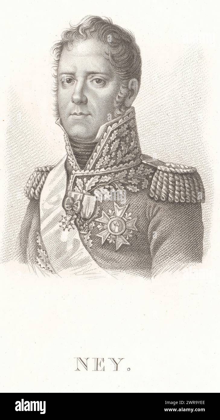 Porträt von Michel Ney, Druckerei: Charles Aimé Forestier, (zugeschrieben), Ambroise Tardieu, Verlag: Charles Louis Fleury Panckoucke, Druckerei: Paris, Frankreich, Verlag: Paris, um 1818, Papier, Gravur, Höhe 210 mm x Breite 138 mm, bedruckt Stockfoto