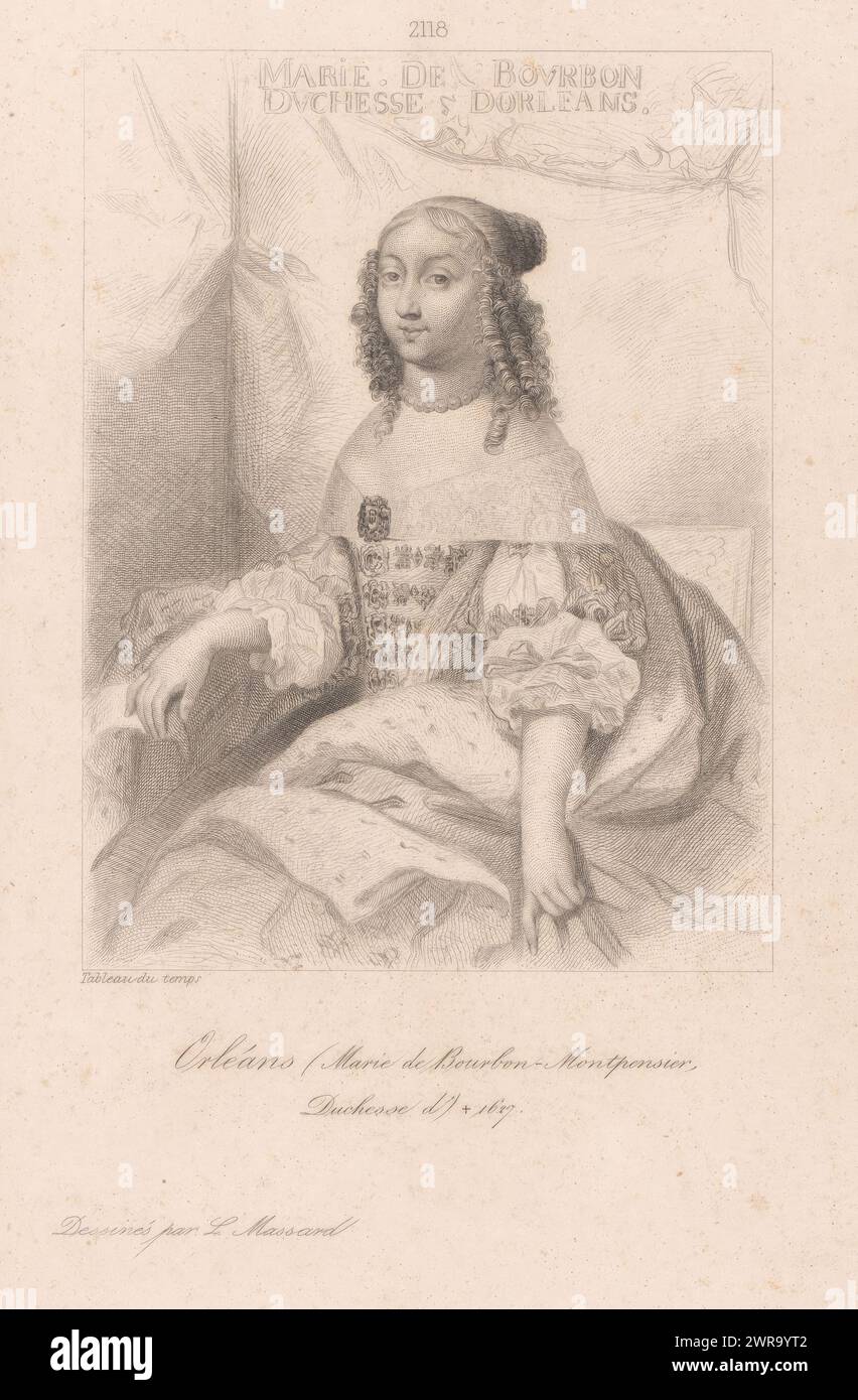 Marie d'Orléans, Druckerei: Emile Giroux (zugeschrieben), nach Zeichnung von: Léopold Massard, Verlag: Charles Gavard, 1838–1841, Papier, Ätzen, Gravur, Höhe 270 mm x Breite 176 mm, bedruckt Stockfoto