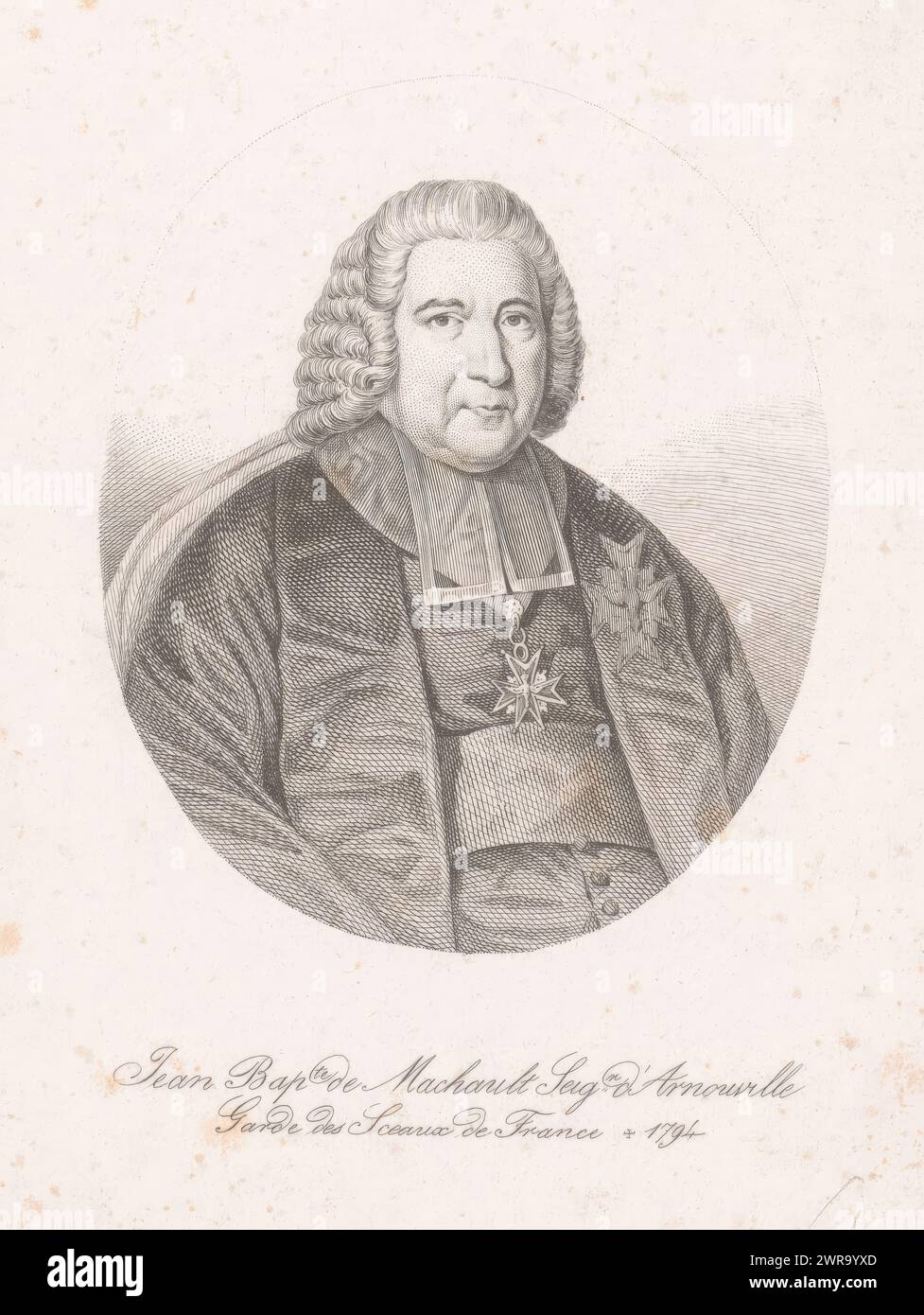 Porträt von Jean-Baptiste de Machault d'Arnouville, Druckerei: Nicolas Edouard Lerouge, (zugeschrieben), Verlag: Charles Gavard, Paris, 1838–1841, Papier, Ätzen, Höhe 179 mm x Breite 142 mm, Druck Stockfoto