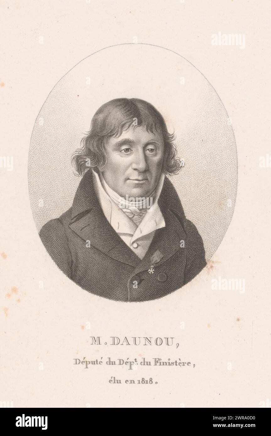 Porträt von Pierre Claude Francois Daunou, Druckerei: Ambroise Tardieu, Paris, 1820 - 1821, Papier, Gravur, Höhe 210 mm x Breite 135 mm, bedruckt Stockfoto