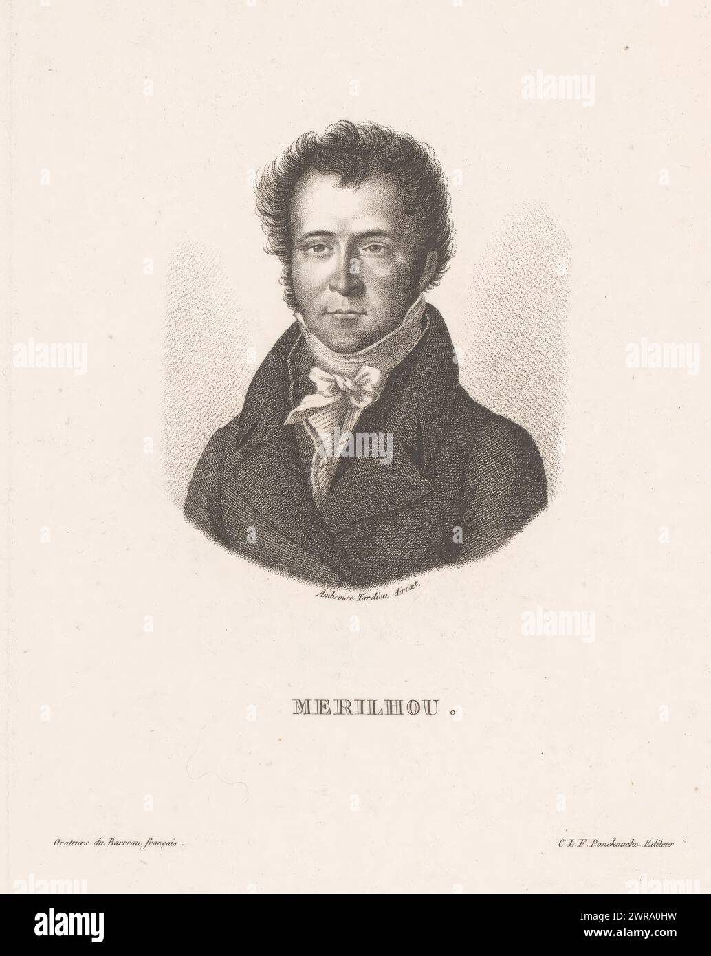 Porträt von Joseph Merilhou, Druckerei: Charles Aimé Forestier, (möglicherweise), Ambroise Tardieu, Verlag: Charles Louis Fleury Panckoucke, Paris, um 1821, Papier, Gravur, Höhe 204 mm x Breite 140 mm, bedruckt Stockfoto