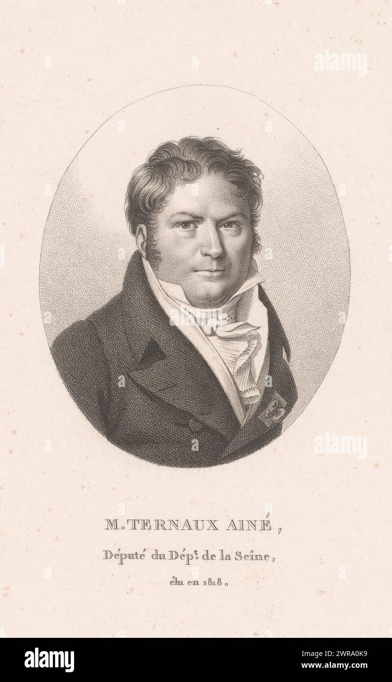 Porträt von Guillaume Louis Ternaux, Druckerei: Ambroise Tardieu, Paris, 1820 - 1821, Papier, Gravur, Höhe 217 mm x Breite 135 mm, bedruckt Stockfoto