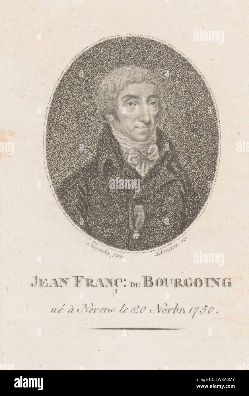 Porträt von Jean Francois de Bourgoing, Druckerei: Friedrich Leonhard Lehmann, nach Malerei von Josef Raabe, 1797 - 1886, Papier, Höhe 142 mm x Breite 86 mm, Druck Stockfoto