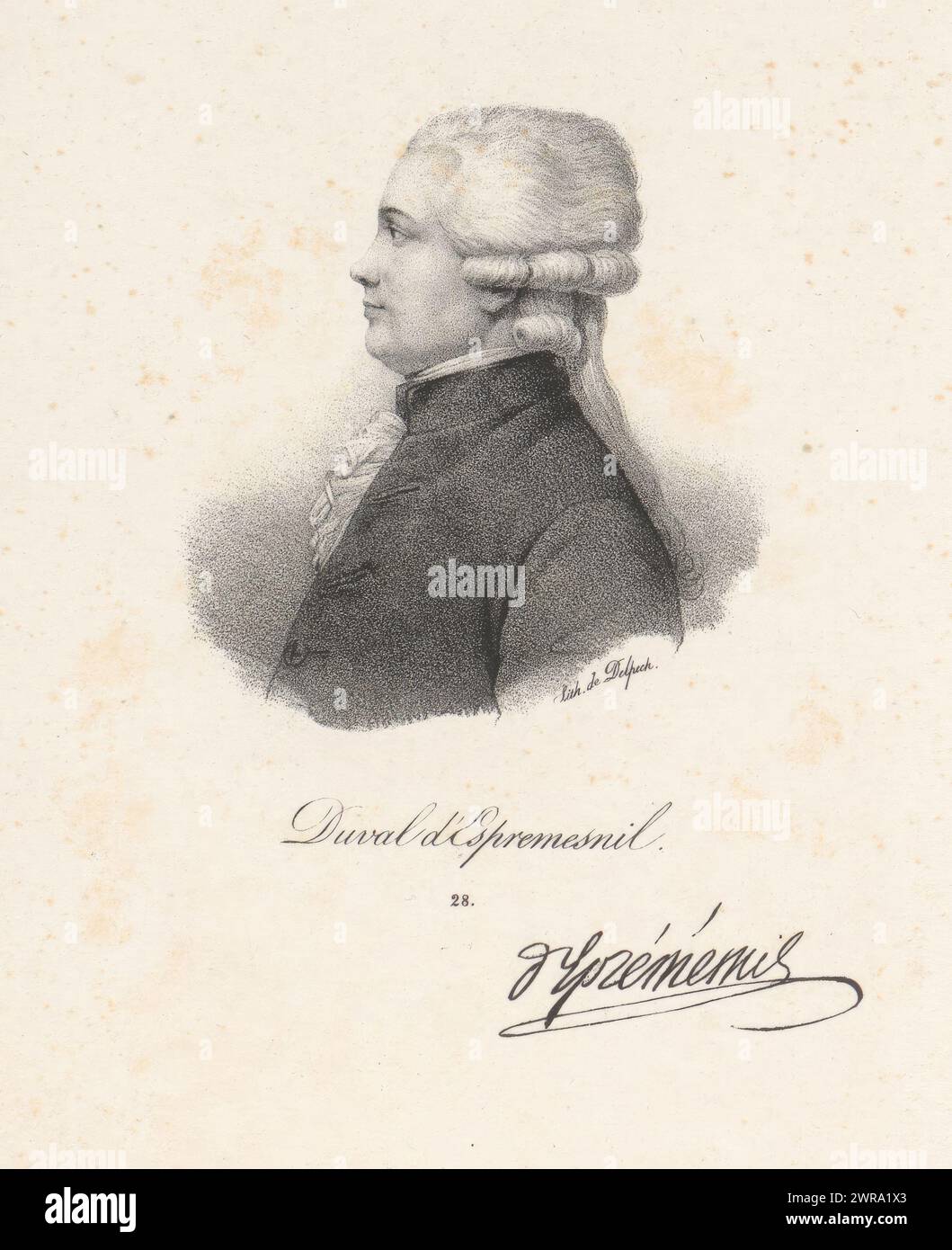 Porträt von Jean-Jacques Duval d'Eprémesnil, Duval d'Epremesnil (Titel auf Objekt), Druckerei: Anonym, Drucker: veuve Delpech (Naudet), Paris, ab 1818 - in oder vor 1842, Papier, Höhe 270 mm x Breite 180 mm, Druck Stockfoto