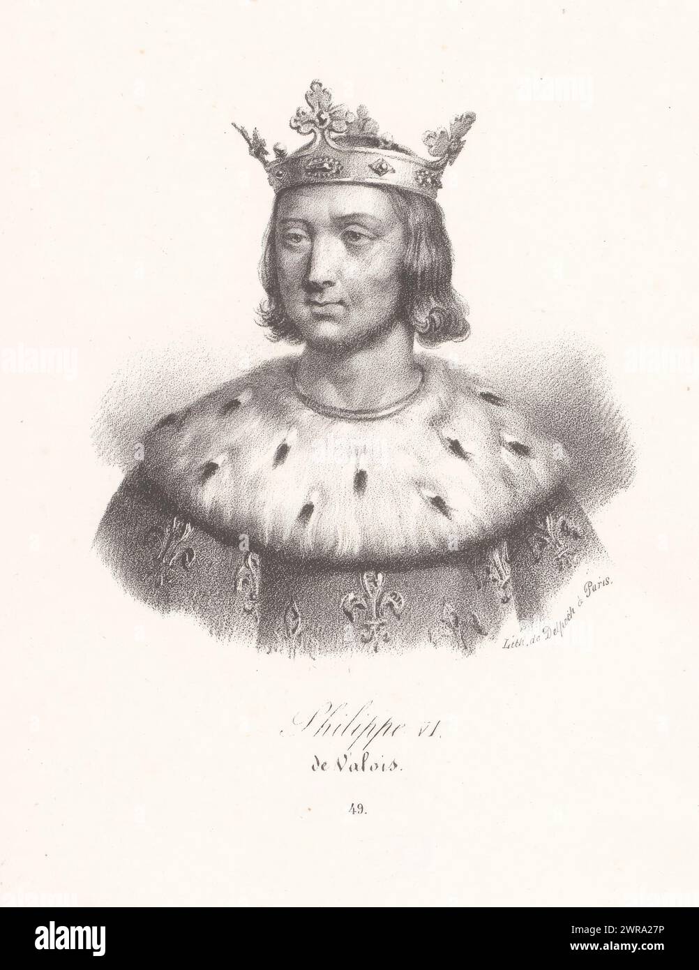 Porträt von Philipp VI. Von Frankreich, Philippe VI de Valois (Titel auf Objekt), Druckerei: Anonym, Drucker: veuve Delpech (Naudet), Paris, ab 1818 - in oder vor 1842, Papier, Höhe 276 mm x Breite 181 mm, Druck Stockfoto