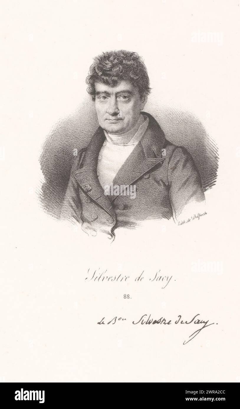 Porträt von Antoine-Isaac Silvestre de Sacy, Silvestre de Sacy (Titel über Objekt), Druckerei: Anonym, nach Druck von: Antoine Maurin, Drucker: veuve Delpech (Naudet), Paris, in oder nach 1818 - in oder vor 1842, Papier, Höhe 273 mm x Breite 181 mm, Druck Stockfoto