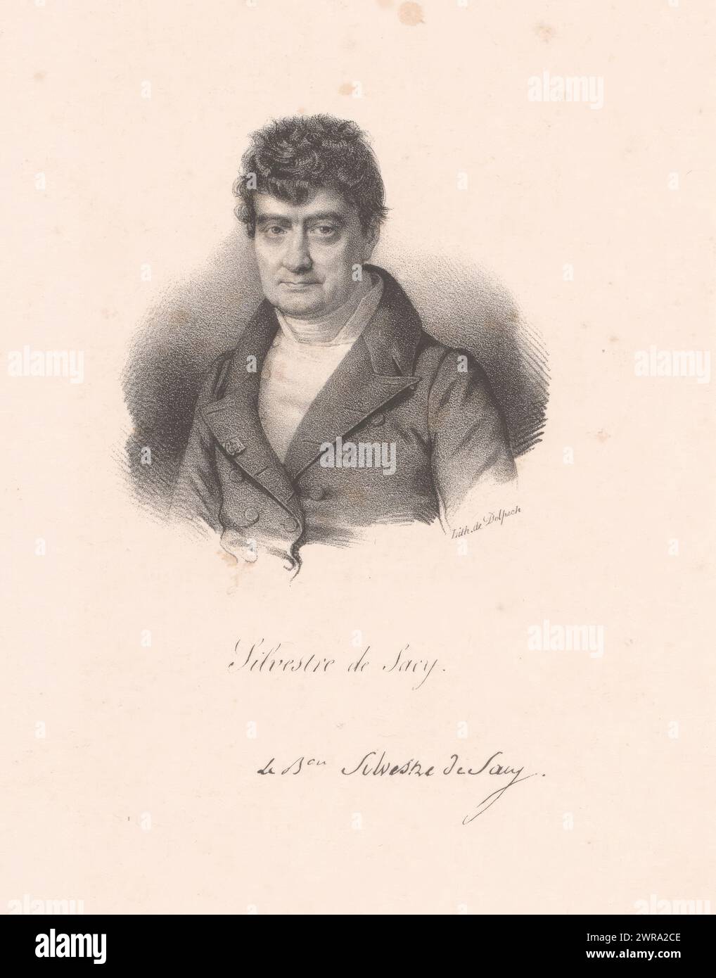 Porträt von Antoine-Isaac Silvestre de Sacy, Silvestre de Sacy (Titel über Objekt), Druckerei: Anonym, nach Druck von: Antoine Maurin, Drucker: veuve Delpech (Naudet), Paris, in oder nach 1818 - in oder vor 1842, Papier, Höhe 273 mm x Breite 181 mm, Druck Stockfoto