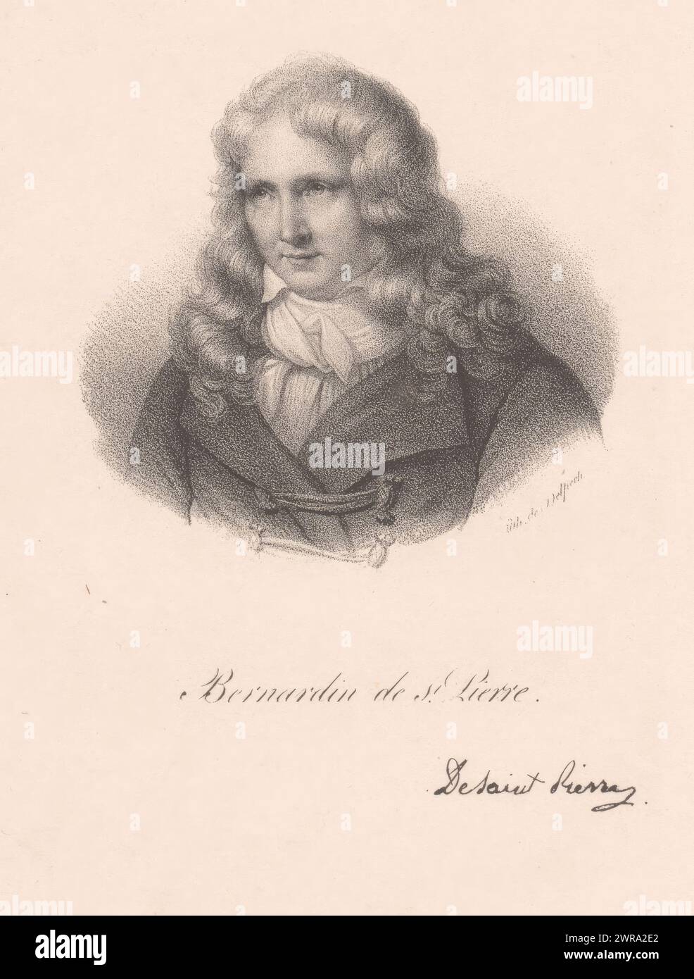 Porträt von Jacques-Henri Bernardin de Saint-Pierre, Bernardin de St. Pierre (Titel auf Objekt), Druckerei: Anonym, Drucker: veuve Delpech (Naudet), Paris, in oder nach 1818 - in oder vor 1842, Papier, Höhe 272 mm x Breite 182 mm, Druck Stockfoto