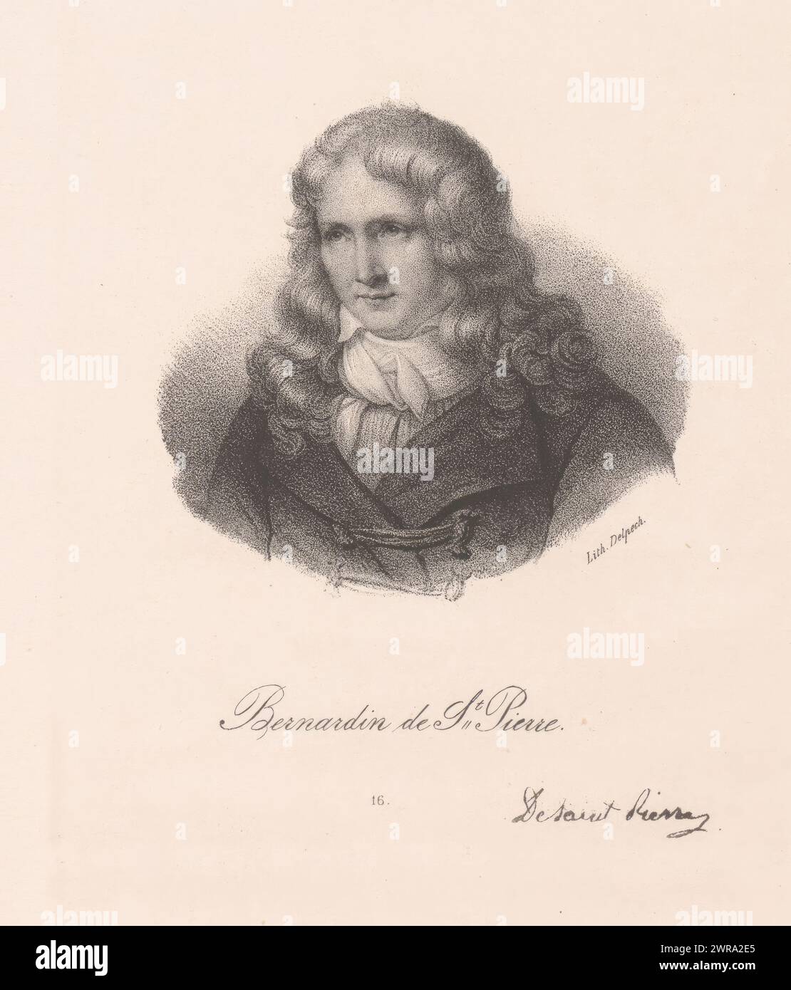 Porträt von Jacques-Henri Bernardin de Saint-Pierre, Bernardin de St. Pierre (Titel auf Objekt), Druckerei: Anonym, Drucker: veuve Delpech (Naudet), Paris, in oder nach 1818 - in oder vor 1842, Papier, Höhe 275 mm x Breite 184 mm, Druck Stockfoto