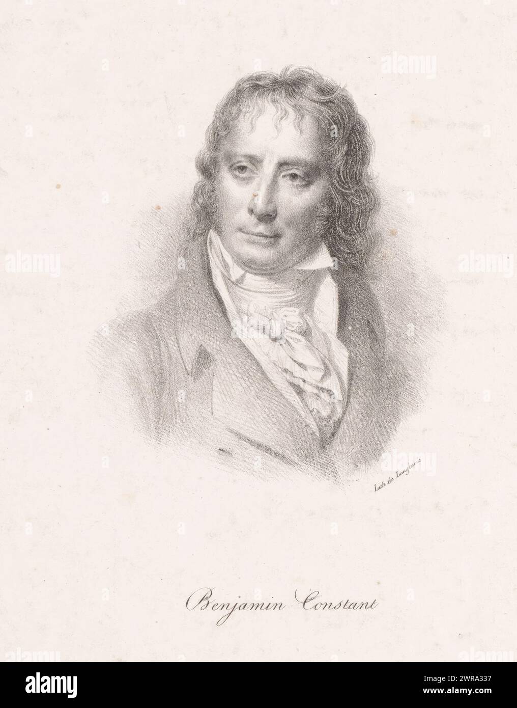Porträt von Benjamin Constant, Benjamin Constant (Titel über Objekt), Druckerei: Anonym, Drucker: Pierre Langlumé, Paris, 1820 - 1830, Papier, Höhe 270 mm x Breite 222 mm, bedruckt Stockfoto