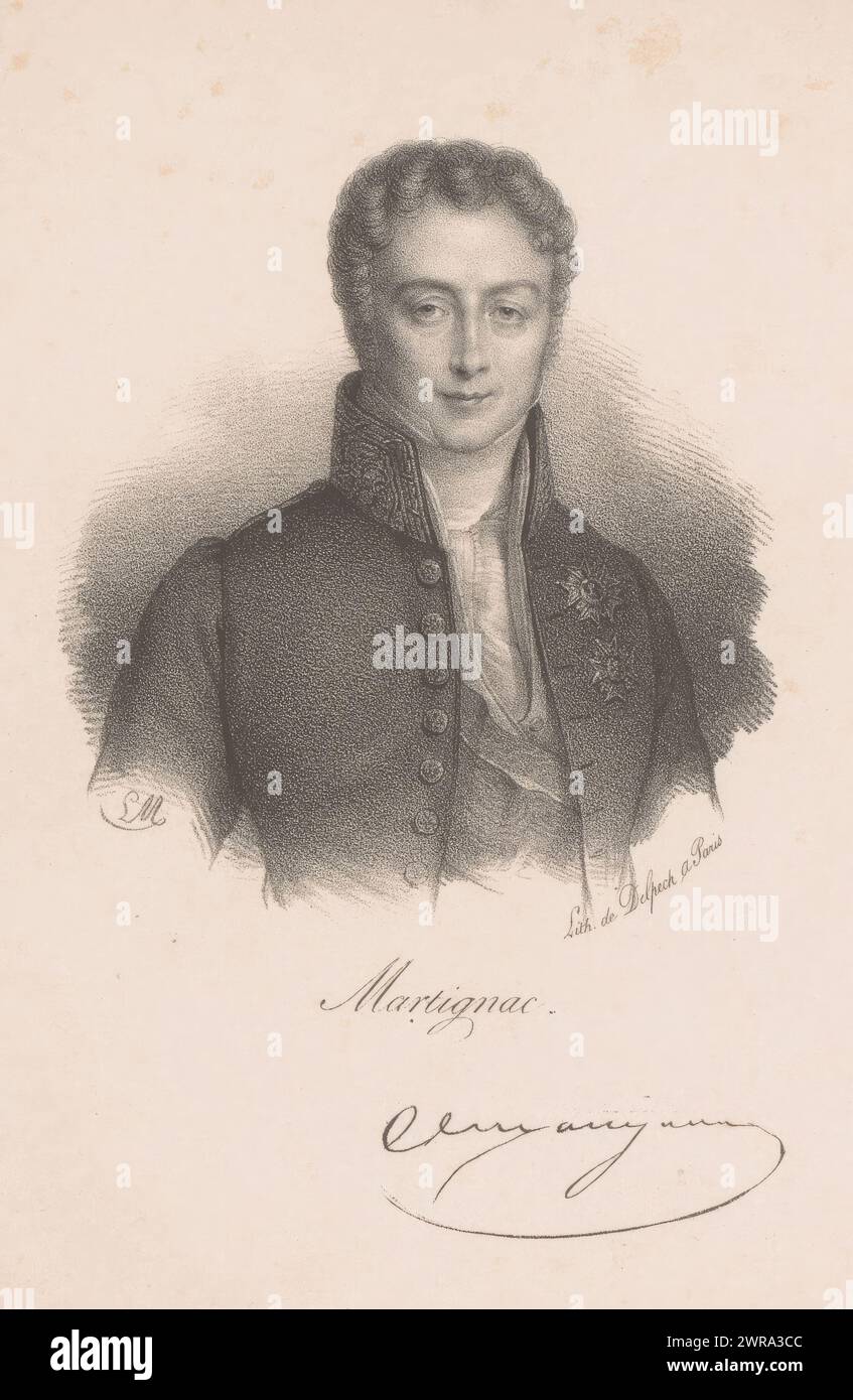 Porträt von Jean-Baptiste Sylvère Gaye de Martignac, Martignac (Titel auf Objekt), Druckerei: Nicolas Maurin, Drucker: veuve Delpech (Naudet), Paris, 1825 - 1842, Papier, Höhe 240 mm x Breite 180 mm, Druck Stockfoto