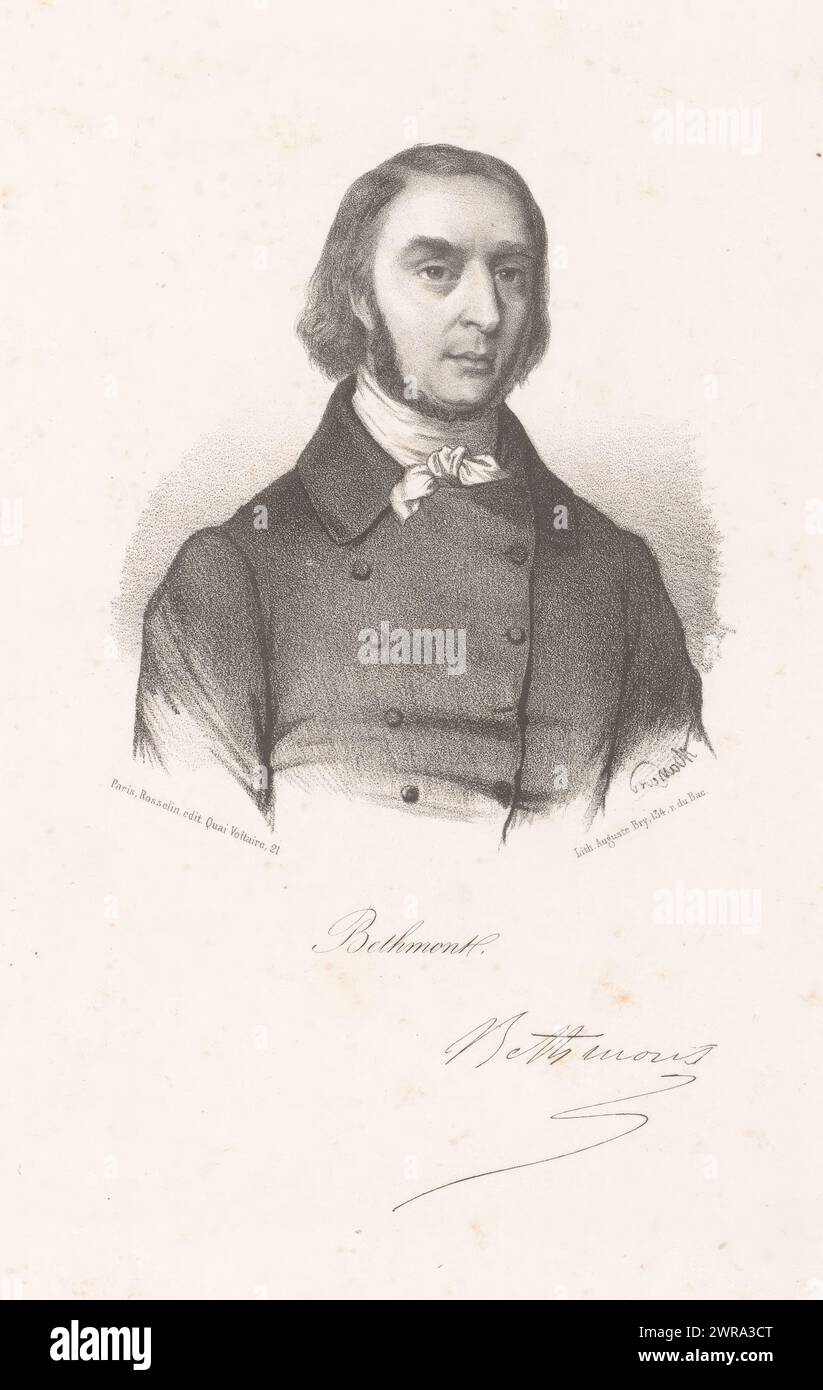Porträt von Eugène Bethmont, Bethmont (Titel über Objekt), Druckerei: Léopold Massard, Drucker: Auguste Bry, Verlag: V. Rosselin, Paris, 1848, Papier, Höhe 262 mm x Breite 177 mm, bedruckt Stockfoto