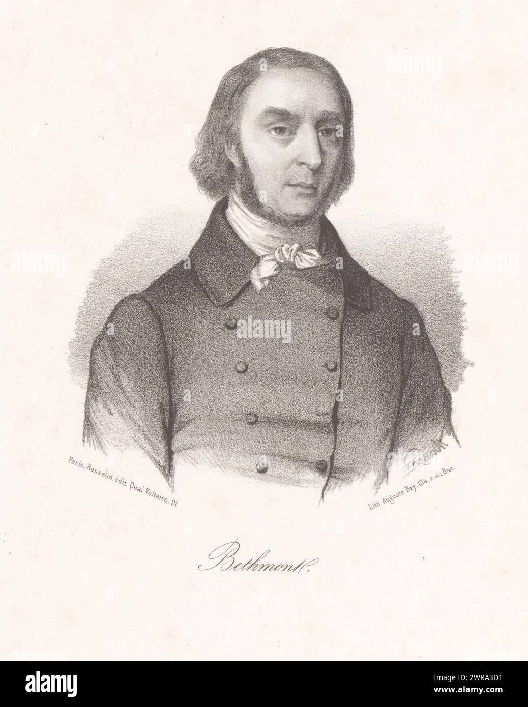 Porträt von Eugène Bethmont, Bethmont (Titel über Objekt), Druckerei: Léopold Massard, Drucker: Auguste Bry, Verlag: V. Rosselin, Paris, 1848, Papier, Höhe 277 mm x Breite 180 mm, bedruckt Stockfoto
