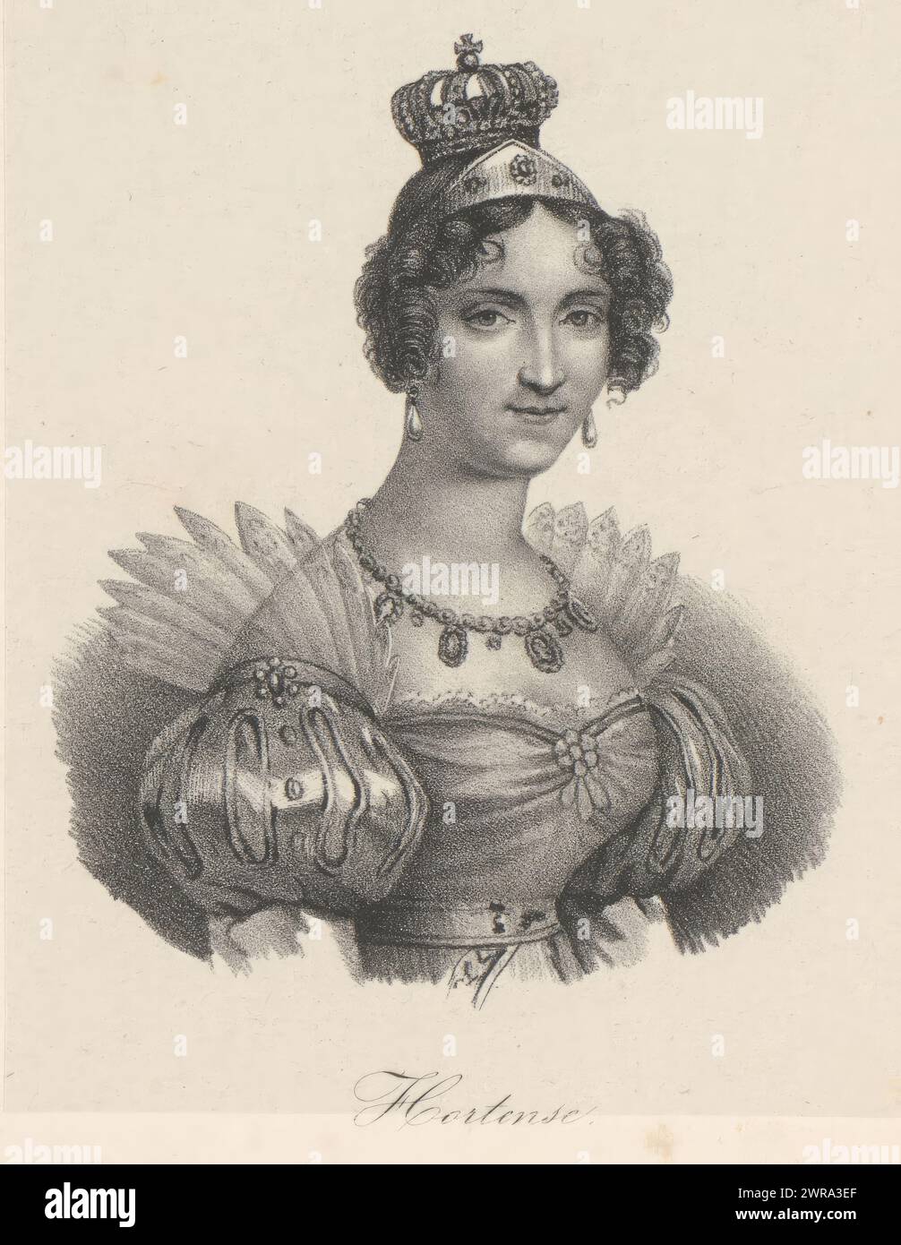 Porträt von Hortense Eugénie de Beauharnais, Königin von Holland, Hortense (Titel auf Objekt), Druckerei: Anonym, Druckerei: Antoine Maurin, Druckerei: Nicolas Maurin, ca. 1825 - 1860, Papier, Höhe 275 mm x Breite 171 mm, Druck Stockfoto