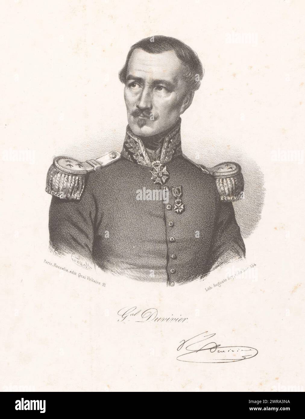 Porträt von General Franciade Fleurus Duvivier, Gal. Duvivier (Titel zum Objekt), Druckerei: Léopold Massard, Druckerei: Auguste Bry, Verlag: V. Rosselin, Paris, 1848, Papier, Höhe 274 mm x Breite 180 mm, bedruckt Stockfoto