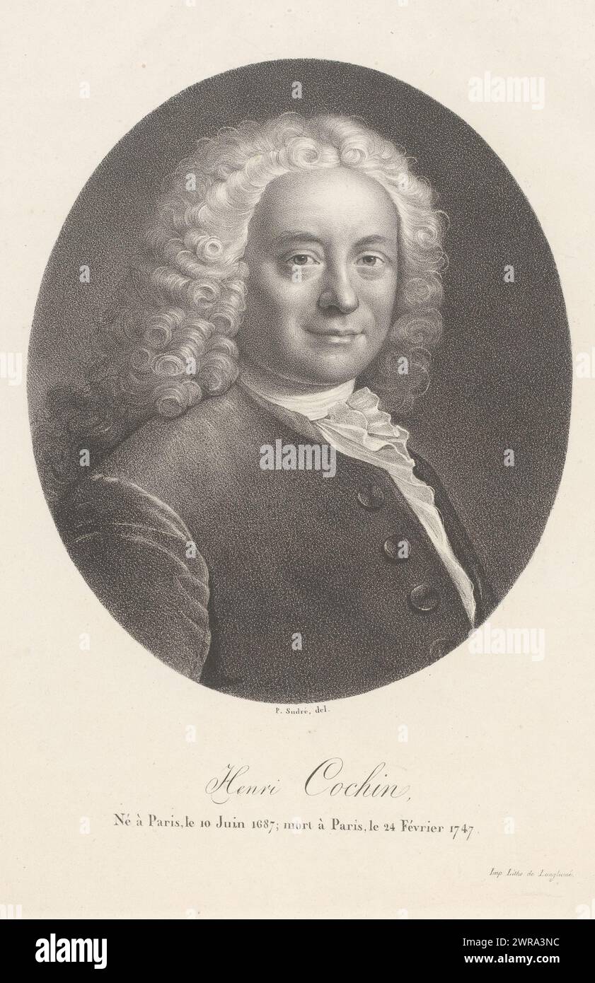 Porträt von Henri Cochin, Henri Cochin (Titel auf Objekt), Porträts französischer Berühmtheiten (Titel der Serie), Le panthéon francais (Titel der Serie), Druckerei: Jean Pierre Sudre (1783-1866), Drucker: Pierre Langlumé, Paris, 1820 - 1827, Papier, Höhe 439 mm x Breite 296 mm, bedruckt Stockfoto