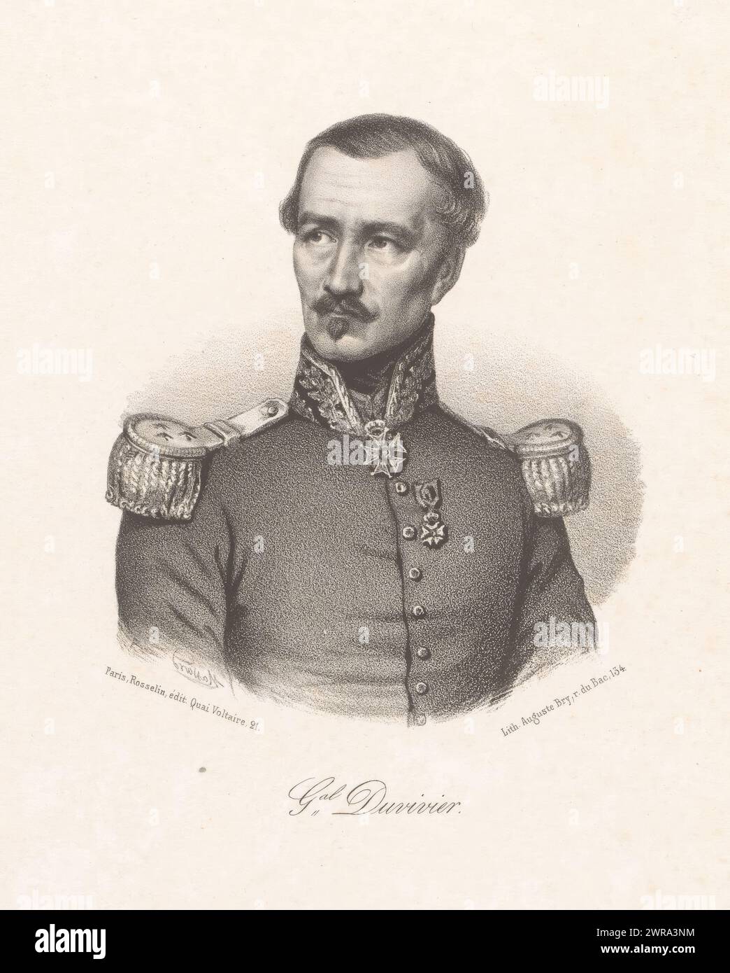 Porträt von General Franciade Fleurus Duvivier, Gal. Duvivier (Titel zum Objekt), Druckerei: Léopold Massard, Druckerei: Auguste Bry, Verlag: V. Rosselin, Paris, 1848, Papier, Höhe 277 mm x Breite 181 mm, bedruckt Stockfoto