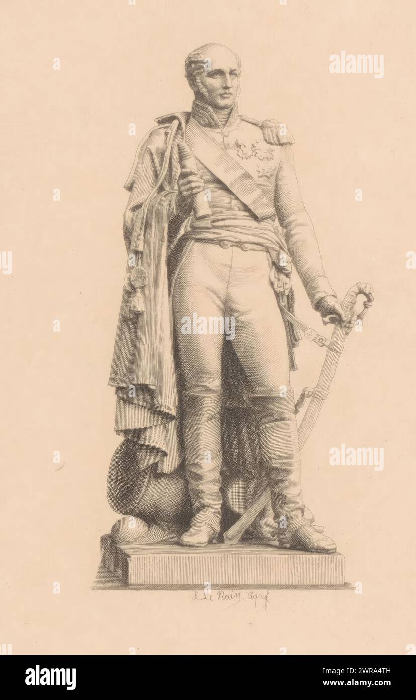 Statue von Marschall Louis-Nicolas Davout, Druckerei: Louis Le Nain, 1861 - 1911, Papier, Ätzung, Höhe 149 mm x Breite 99 mm, Druck Stockfoto