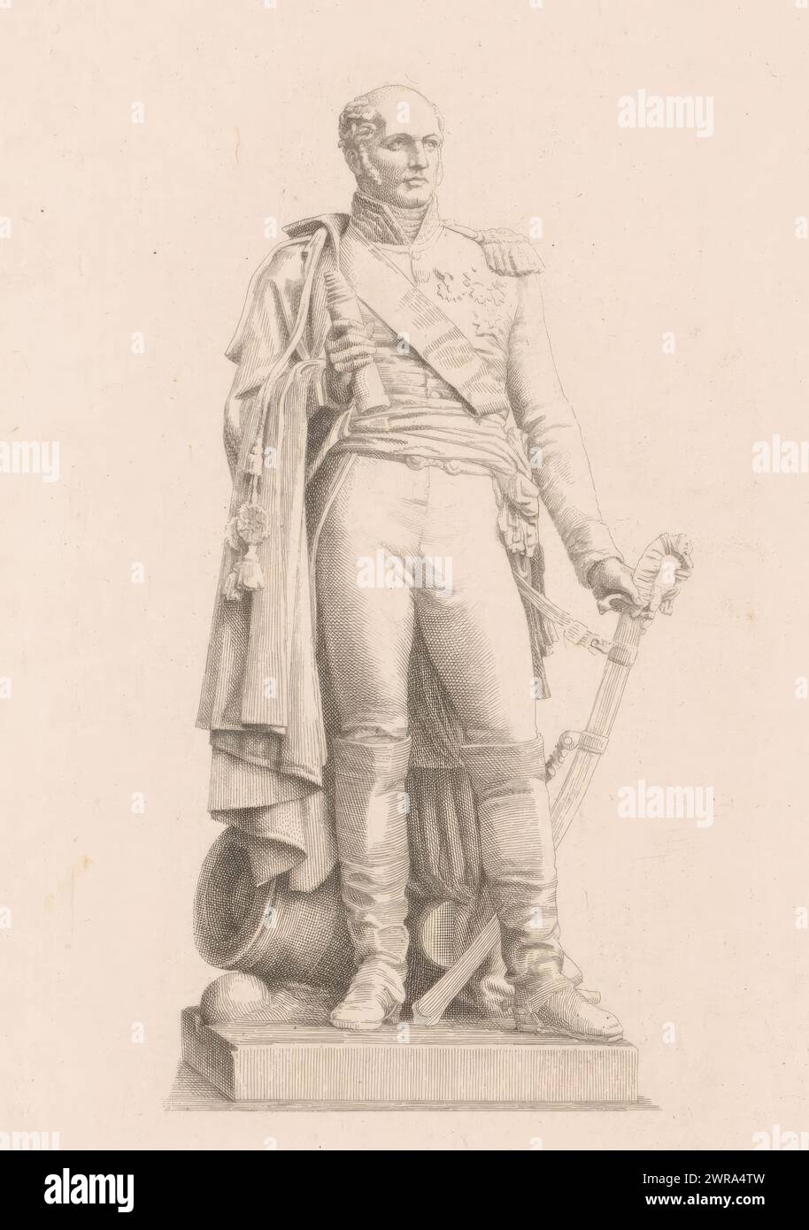 Statue von Marschall Louis-Nicolas Davout, Druckerei: Louis Le Nain, (signiert vom Künstler), 1861 - 1911, Papier, Ätzung, Höhe 150 mm x Breite 100 mm, bedruckt Stockfoto