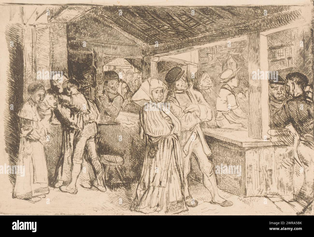 Bekanntgabe der Erlasse Karls V. in Antwerpen, Druckerei: Henri Leys (Baron), 1825 - 1869, Papier, Ätzen, Trockenspitzen, Höhe 163 mm x Breite 208 mm, bedruckt Stockfoto