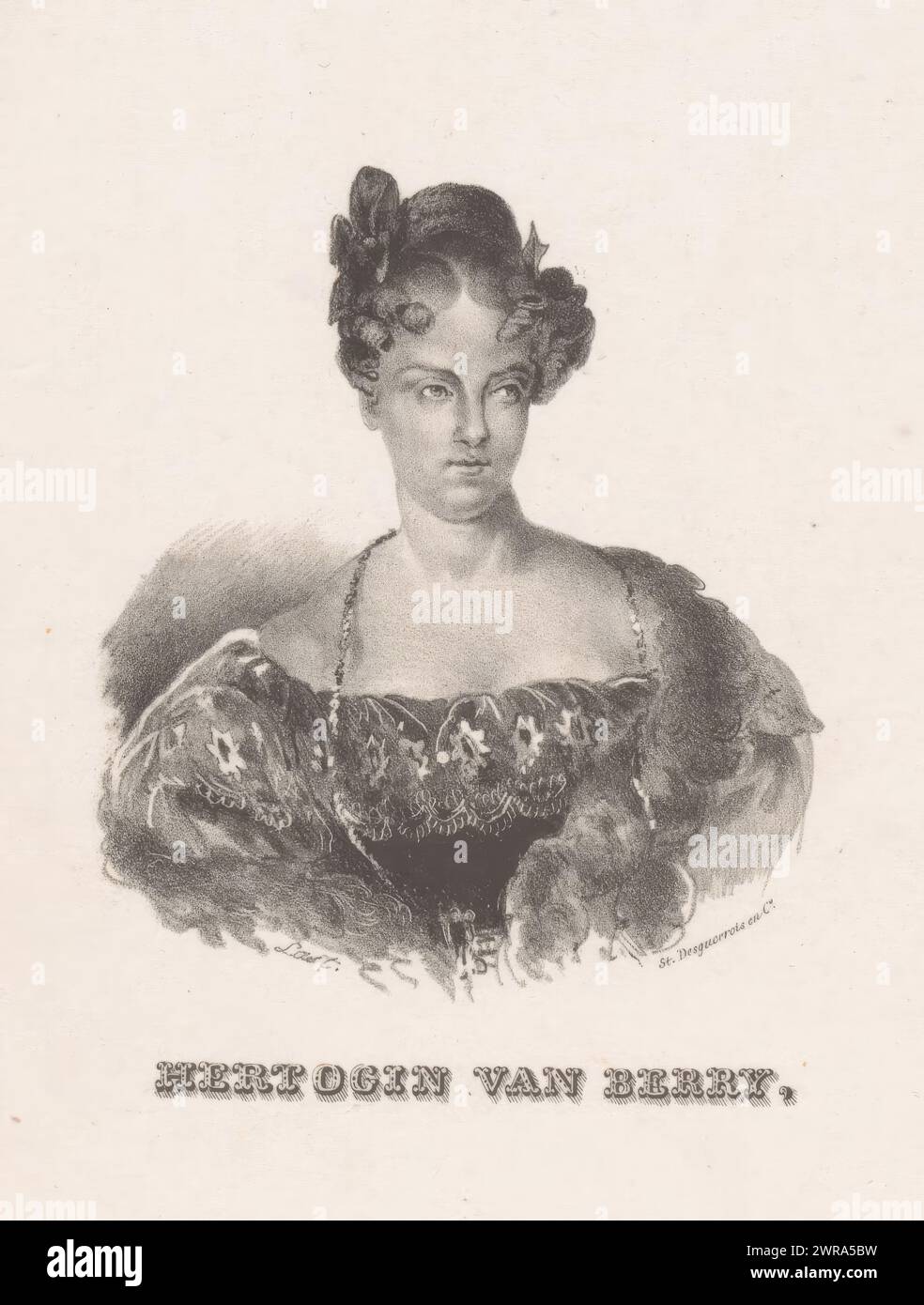 Porträt von Maria Carolina von Bourbon-Sizilien, Herzogin von Berry (Titel auf Objekt), Druckerei: Carel Christiaan Antony Last, Drucker: Desguerrois & Co., Druckerei: Niederlande, Drucker: Amsterdam, 1818 - 1876, Papier, Höhe 210 mm x Breite 135 mm, bedruckt Stockfoto