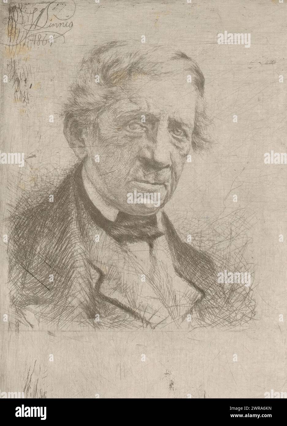 Porträt eines unbekannten Mannes, Druckerei: Willem Linnig (II), 1864, Papier, Ätzen, Trockenspitze, Höhe 182 mm x Breite 136 mm, bedruckt Stockfoto