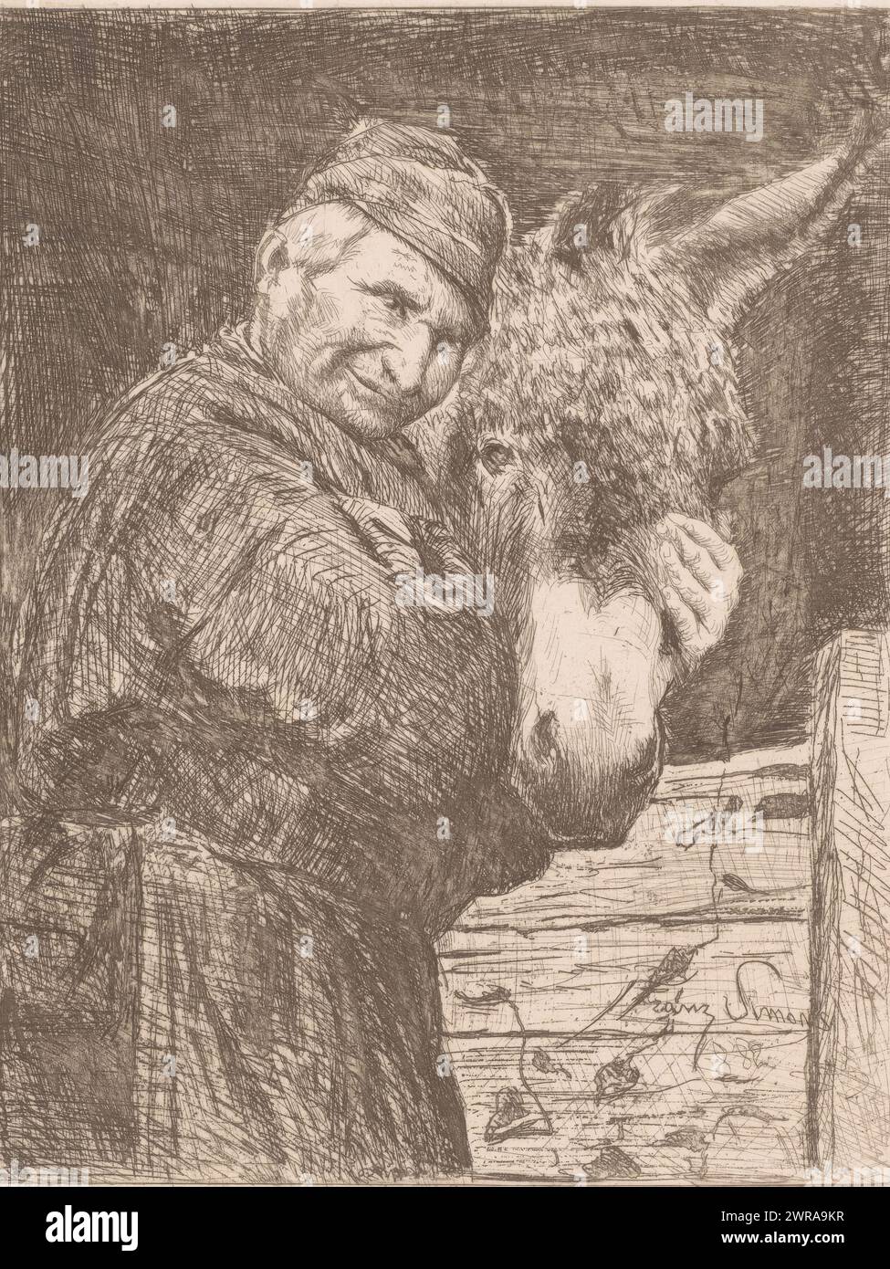 Mann und sein Esel, Druckerei: Frans Simons, 1882, Papier, Ätzen, Trockenspitzen, Höhe 193 mm x Breite 147 mm, bedruckt Stockfoto