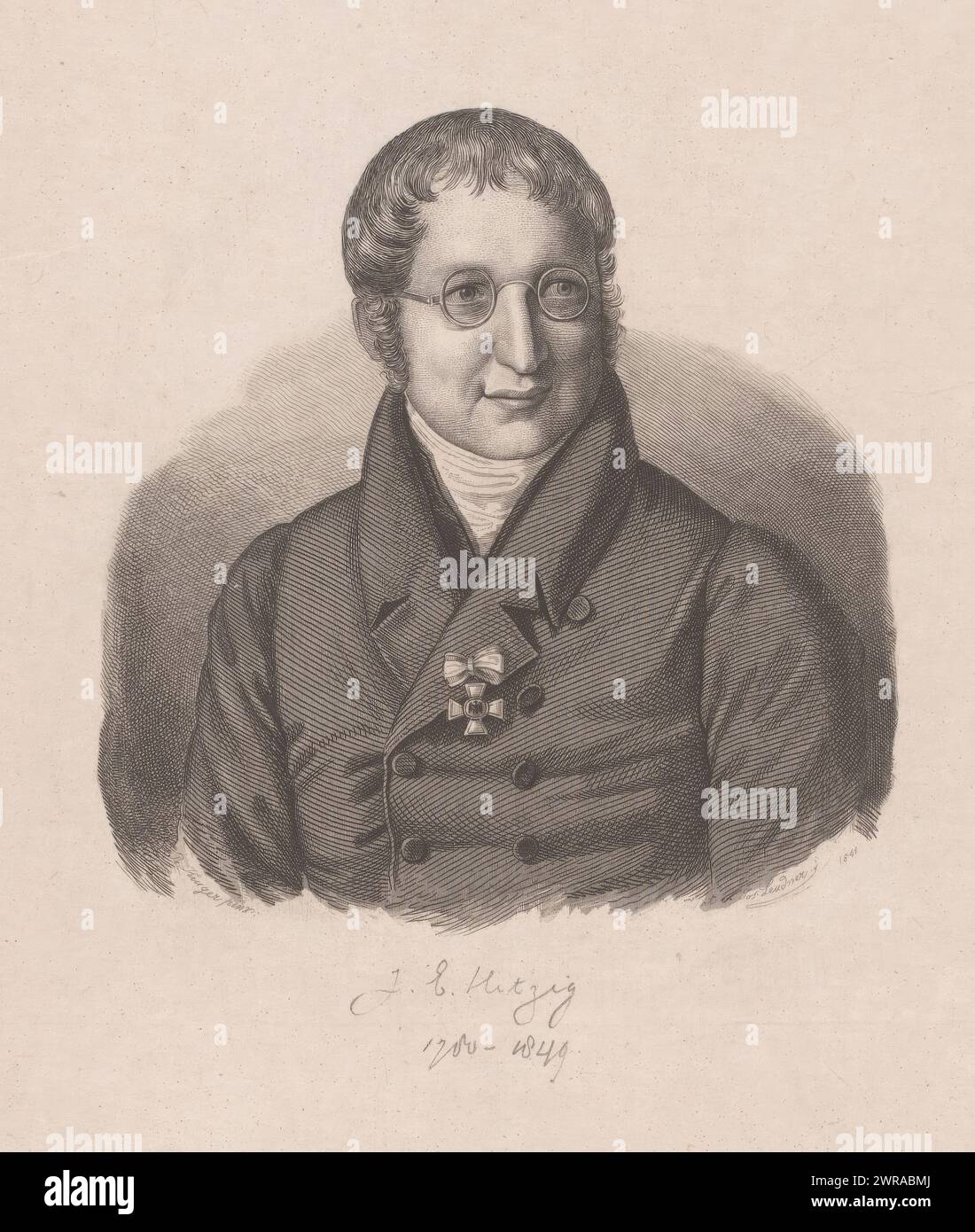 Porträt von Julius Eduard Hitzig, Druckerei: Joseph Leudner, nach Malerei von: Arthur F. Krüger, 1841, Papier, Stich, Höhe 230 mm x Breite 157 mm, Druck Stockfoto