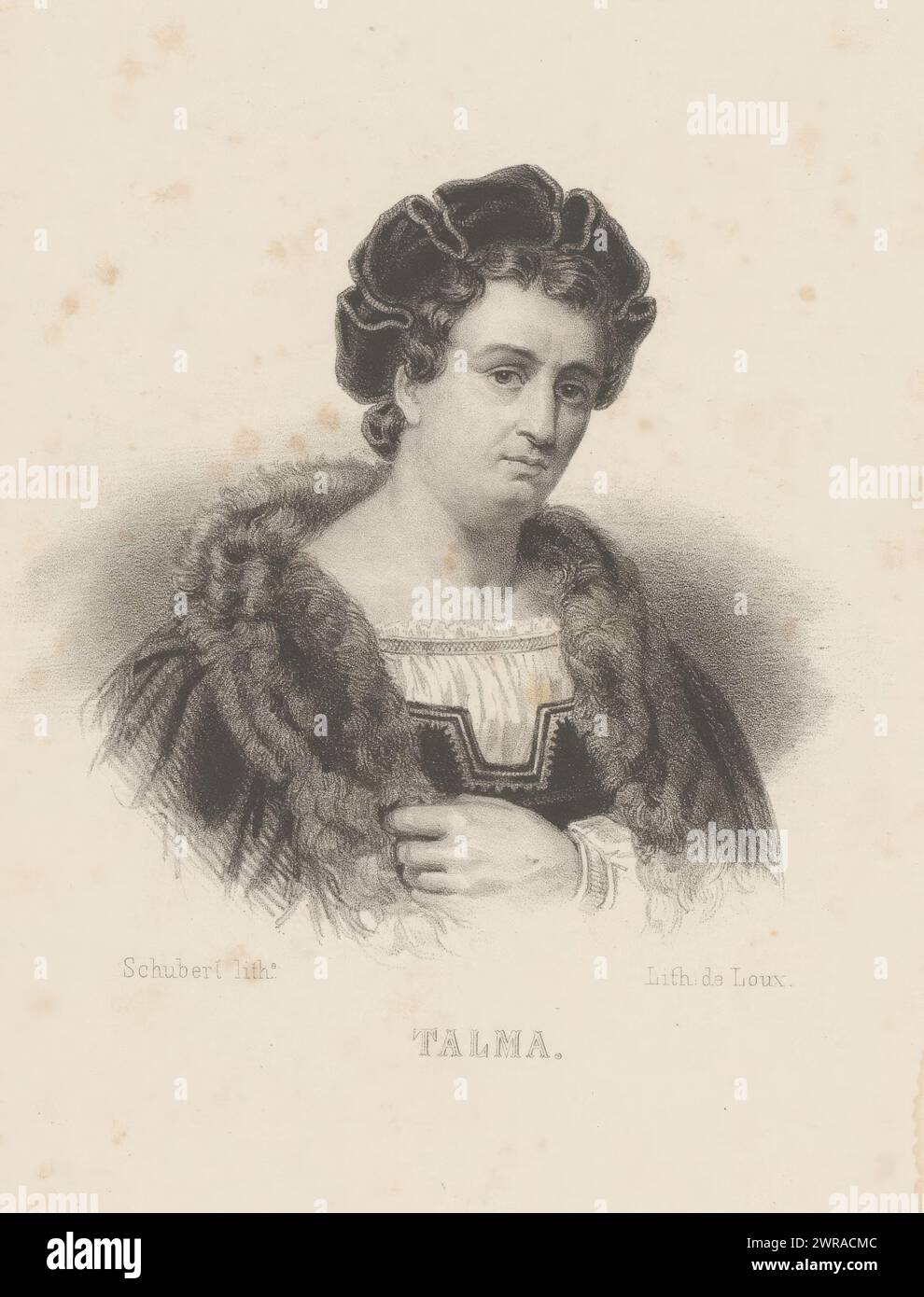 Porträt von Joseph Talma, Talma (Titel über Objekt), Druckerei: Joseph Schubert, Drucker: Jean-Francois Loux, Verlag: Henri Ode, Brüssel, 1843, Papier, Höhe 274 mm x Breite 186 mm, bedruckt Stockfoto