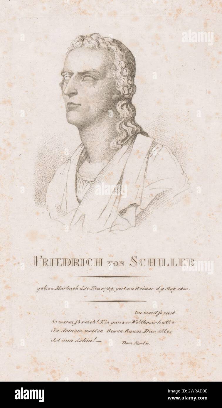 Porträt Friedrich von Schiller, Druckerei: Johann Christian Ernst Müller, Dom Karlos, 1805 - 1824, Papier, Höhe 161 mm x Breite 95 mm, Druck Stockfoto