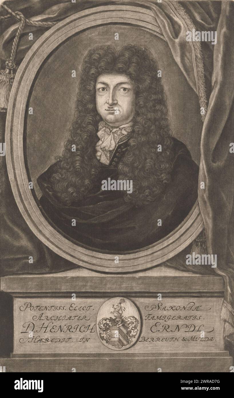 Porträt von Heinrich Erndel, Druckerei: Moritz Bodenehr, 1675 - 1748, Papier, Höhe 294 mm x Breite 185 mm, Druck Stockfoto