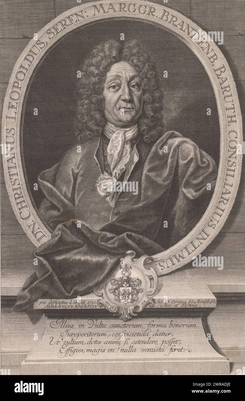 Porträt von Christian Leopold, Druckerei: Martin Tyroff, nach Malerei von Johann Kenckel, Neurenberg, 1730 - 1779, Papier, Stich, Ätzen, Höhe 333 mm x Breite 221 mm, bedruckt Stockfoto