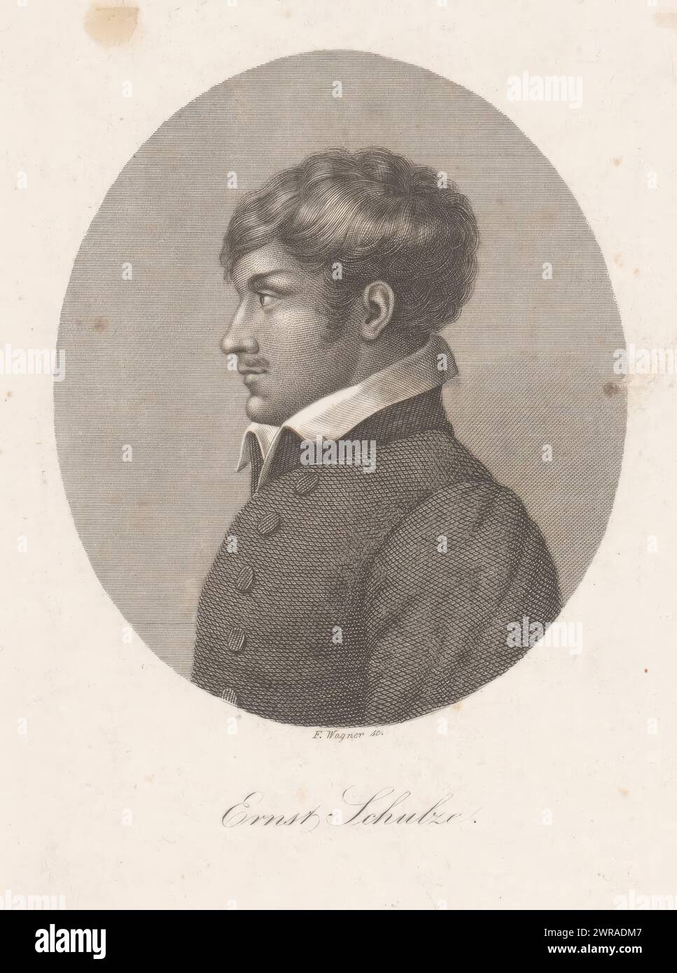 Porträt von Ernst Schulze, Druckerei: Friedrich Wagner, Deutschland, 1811 - nach 1850, Papier, Stahlstich, Höhe 149 mm x Breite 96 mm, Druck Stockfoto