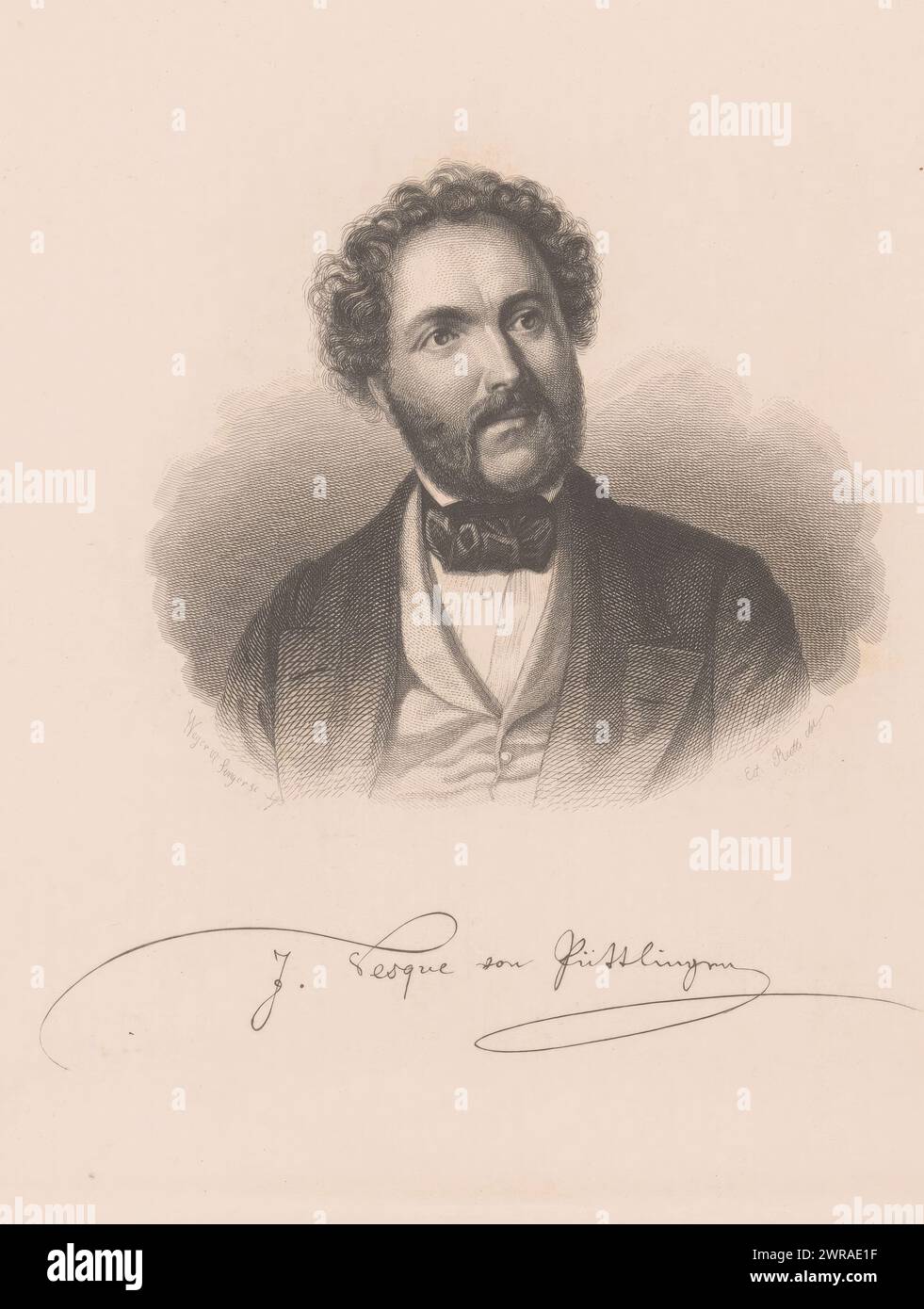 Porträt von Johann Vesque von Püttlingen, Druckerei: August Weger, Druckerei: Sänger, nach Zeichnung von: Eduard Ratti, Leipzig, 1849 - 1892, Papier, Stahlstich, Höhe 185 mm x Breite 159 mm, bedruckt Stockfoto