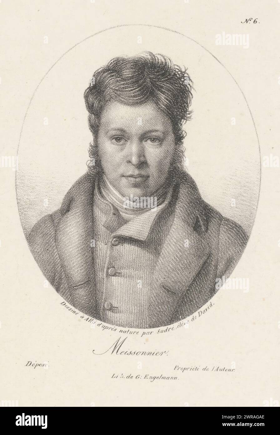 Porträt von J.M. Missonnier, Meissonnier (Titel auf Objekt), Hauptfiguren in der Fualdès-Affäre (Serientitel), Druckerei: Jean Pierre Sudre (1783-1866), nach eigenem Entwurf von Jean Pierre Sudre (1783-1866), Drucker: Gottfried Engelmann, Paris, 1818, Papier, Höhe 259 mm x Breite 182 mm, bedruckt Stockfoto