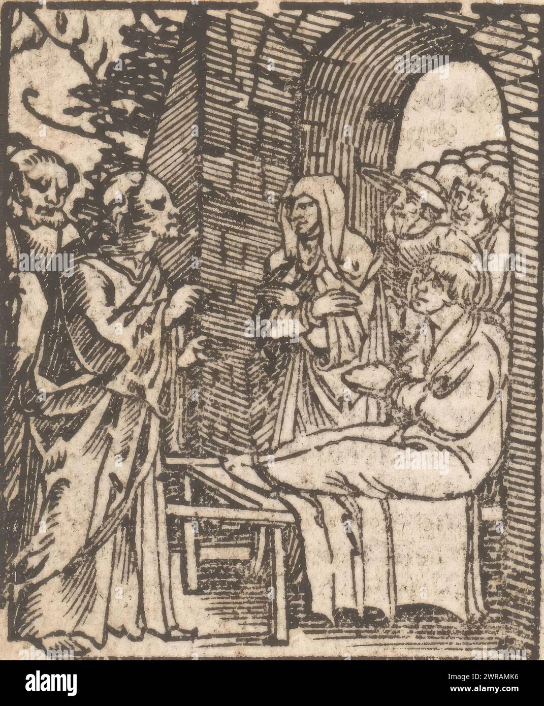 Auferstehung des Sohnes der Witwe von Nain, Druckerei: Anonym, nach Entwurf: Anonym, Drucker: Hans Guldenmund, 1536, Papier, Höhe 63 mm x Breite 52 mm, Druck Stockfoto