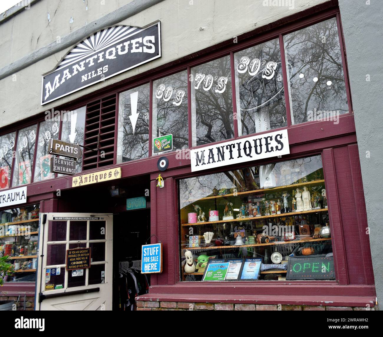 Mantiques-Geschäft im Niles District in Fremont, Kalifornien Stockfoto