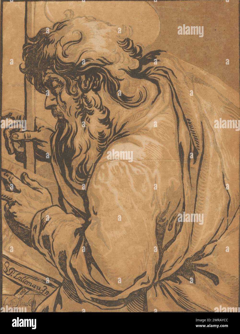 Apostel Matthew, Christus und die zwölf Apostel (Reihentitel), Druckerei: Ludwig Büsinck, nach Entwurf: Georges Lallemand, Verlag: Melchior Tavernier, 1600–1669, Papier, Höhe 211 mm x Breite 161 mm, Druck Stockfoto