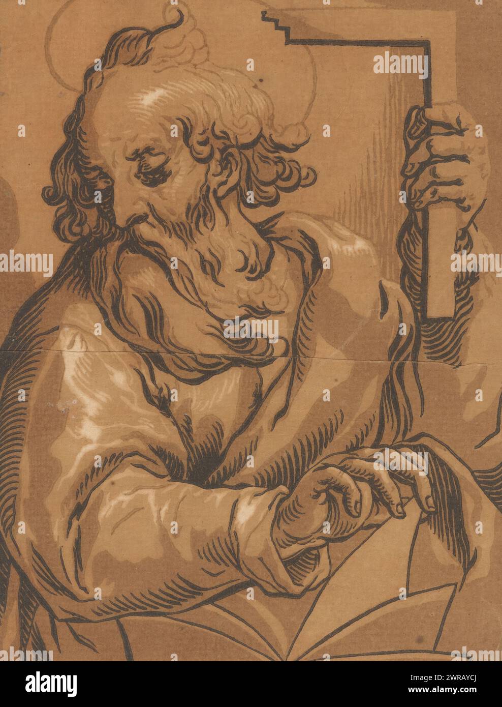 Apostel Thomas, Christus und die zwölf Apostel (Serientitel), Druckerei: Ludwig Büsinck, nach Entwurf: Georges Lallemand, Verlag: Melchior Tavernier, 1600–1669, Papier, Höhe 210 mm x Breite 159 mm, Druck Stockfoto