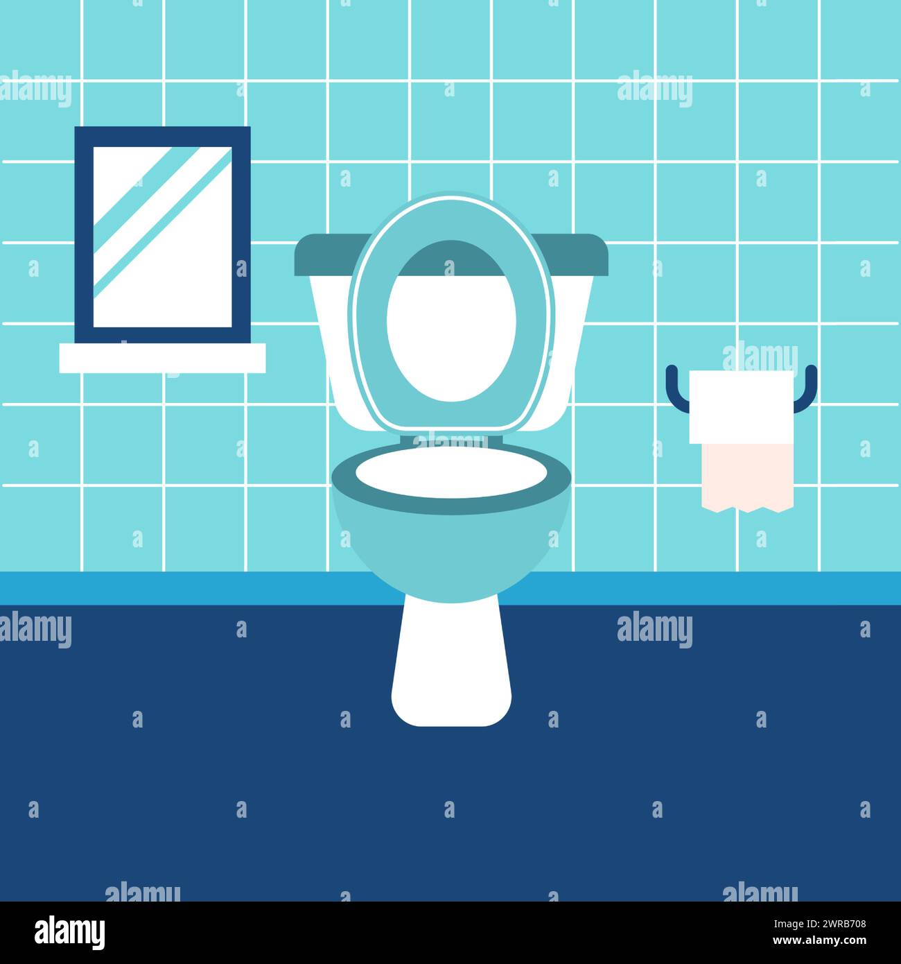 Blaue Toilette Im Badezimmer Stock Vektor