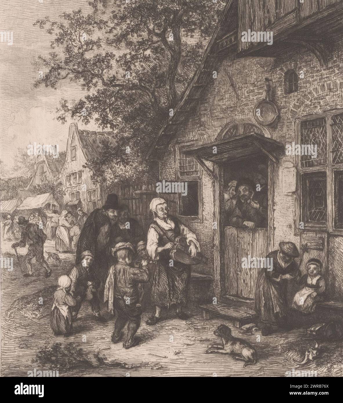 Farm Fair, Druckerei: William Unger, nach Malerei von: Cornelis DuSart, Verlag: Frans Buffa en Zonen, Druckerei: Deutschland, Verlag: Amsterdam, 1847 - 1889, Papier, Ätzen, Höhe 245 mm x Breite 215 mm, bedruckt Stockfoto