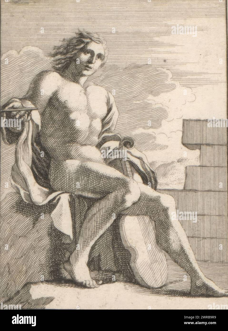 Amphion, Druckerei: Anonym, nach Druck von: Sébastien Leclerc (I), Frankreich, 1647 - 1714, Papier, Ätzen, Gravur, Höhe 92 mm x Breite 68 mm, bedruckt Stockfoto