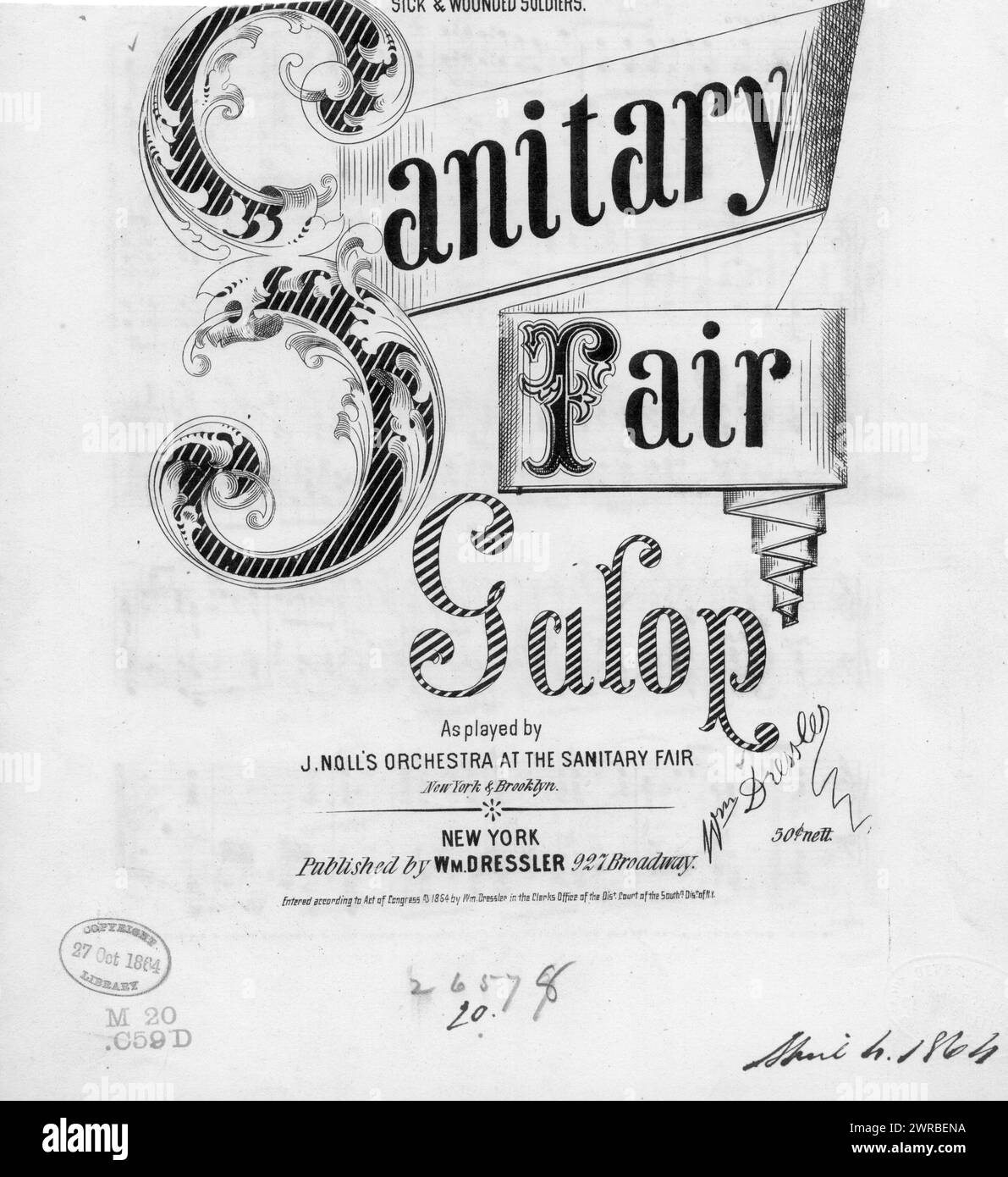 Sanitärgalop, Dressler, WM. (komponist), WM. Dressler, New York, 1864., Vereinigte Staaten, Geschichte, Bürgerkrieg, 1861-1865, Lieder und Musik Stockfoto